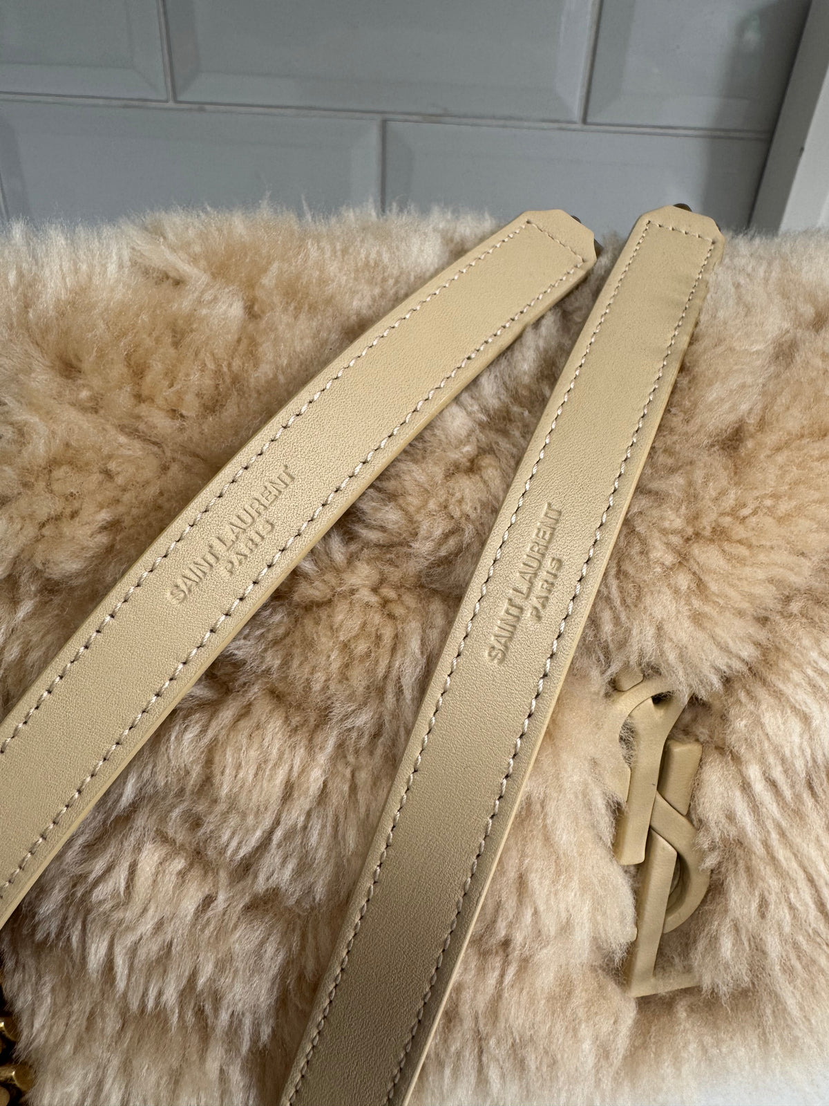 Saint Laurent Medium Niki Shearling - Cream