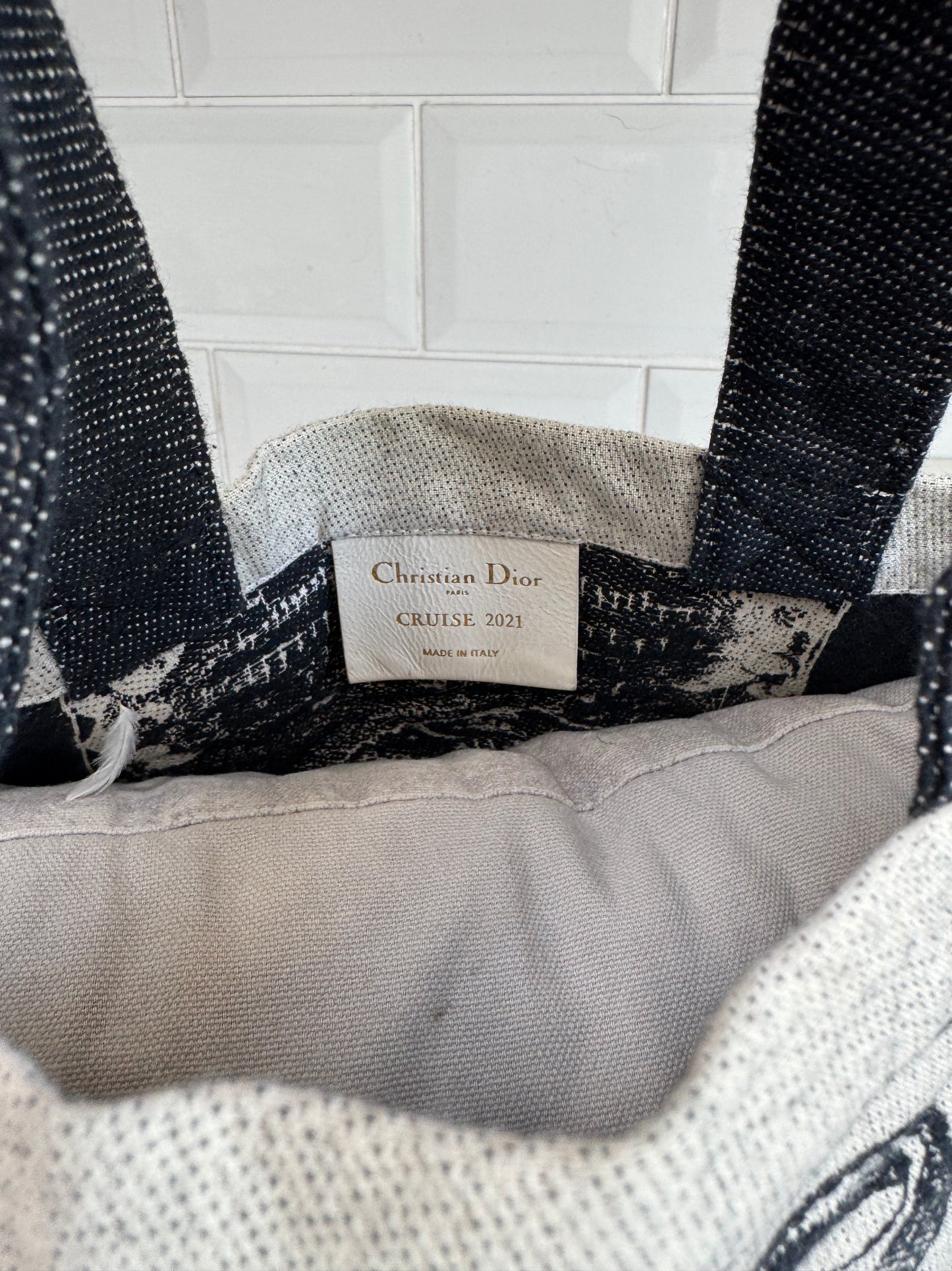 Christian Dior Canvas Shopper Tote - White and Navy