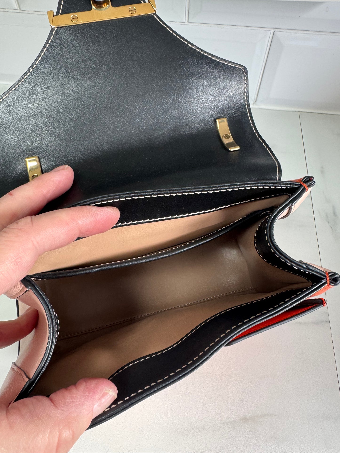 Tods T Bag - Black and Orange