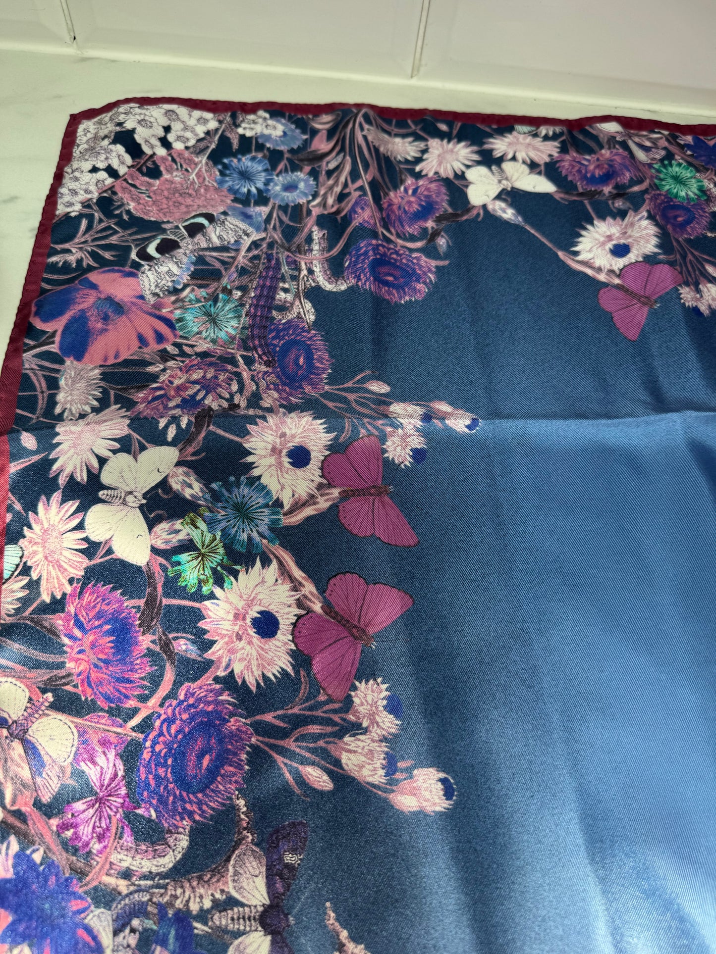 Aspinal “A” Floral scarf - Blue