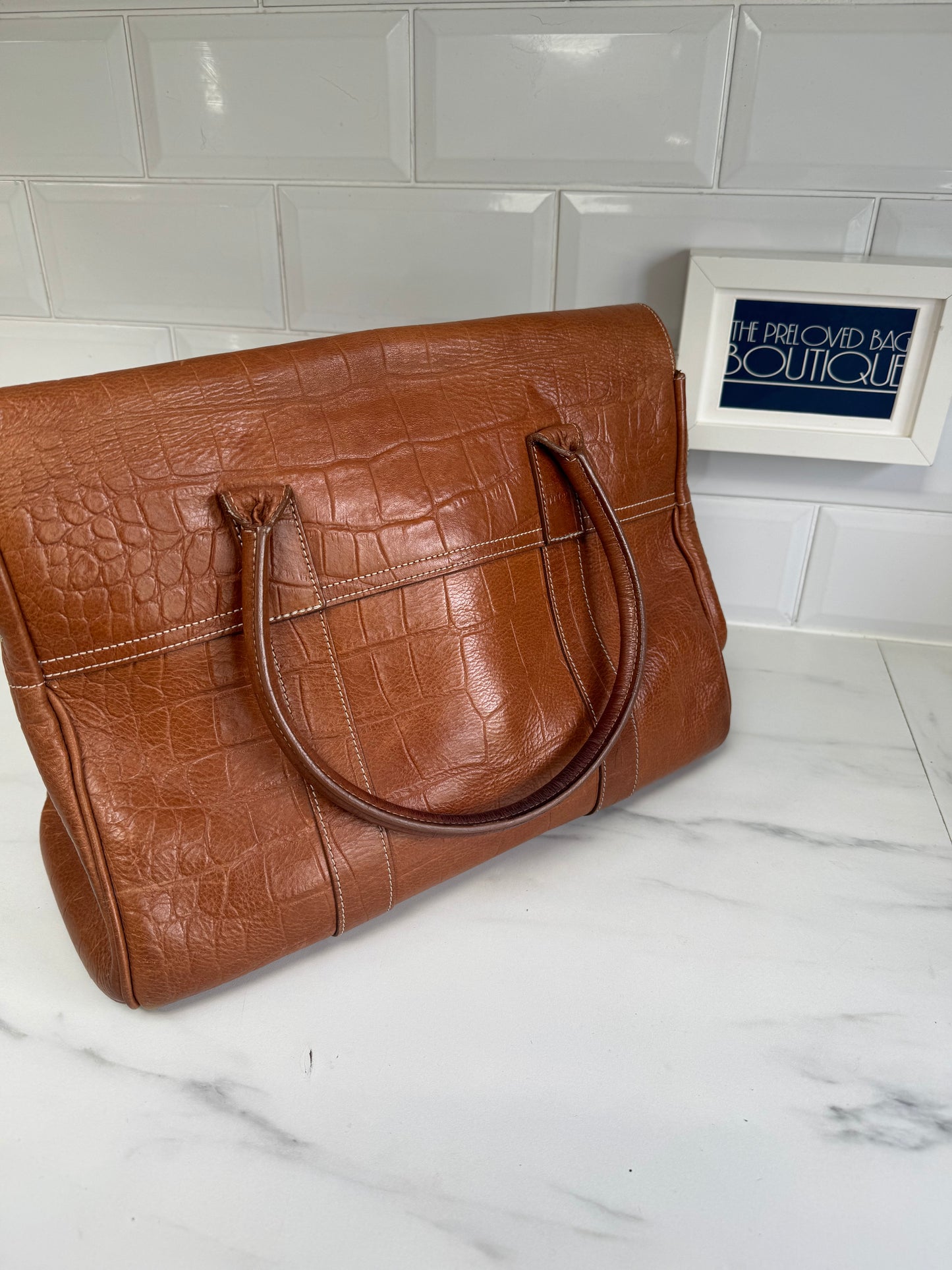 Mulberry Croc Embossed Bayswater - Oak