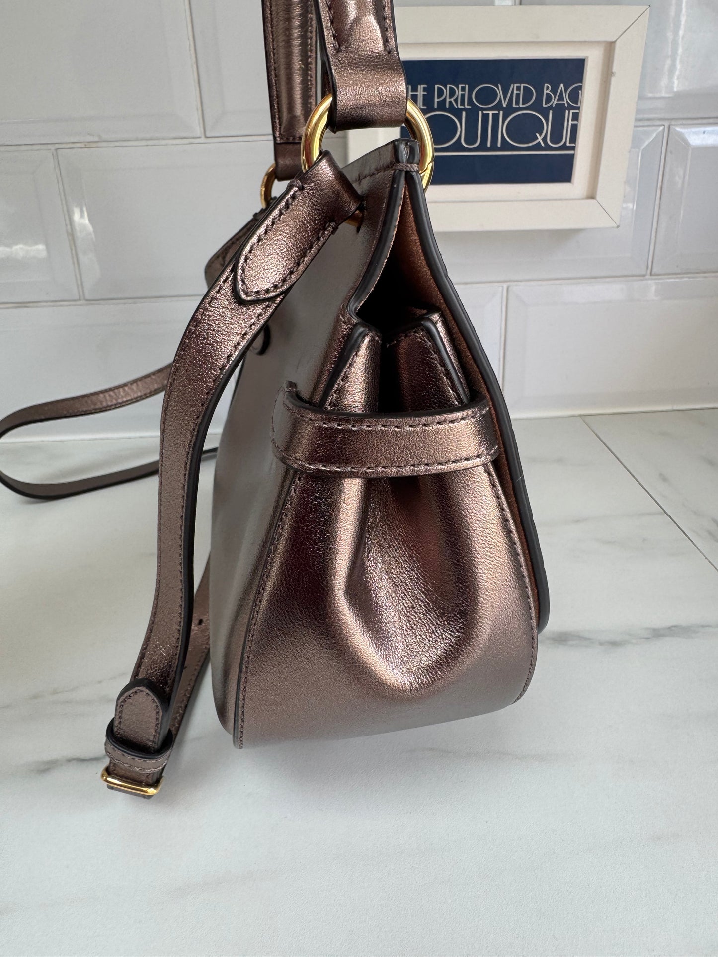 Mulberry Small Metallic Amberley - Gold, Bronze, Silver  (Bag and Coin Purse)