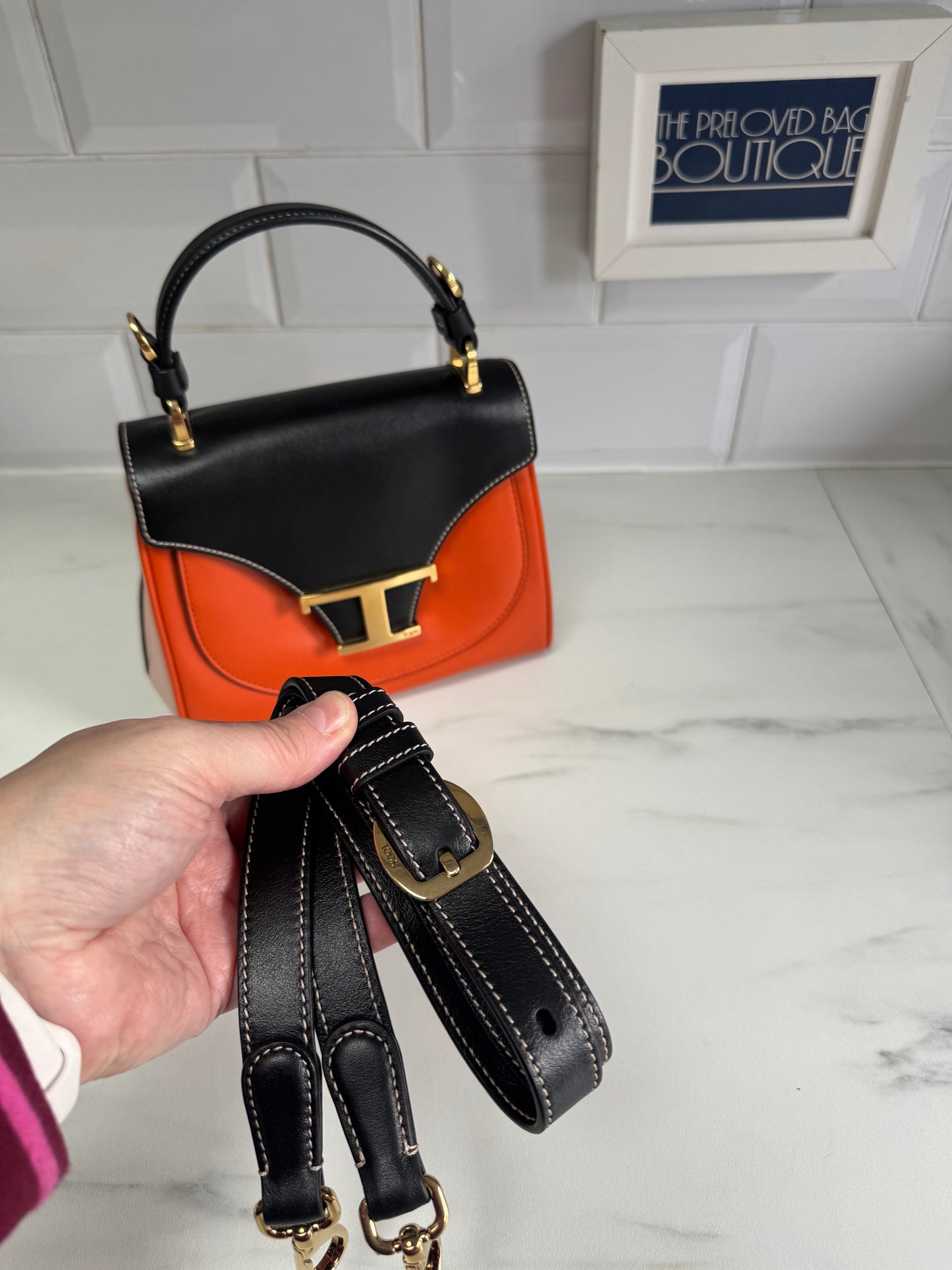 Tods T Bag - Black and Orange