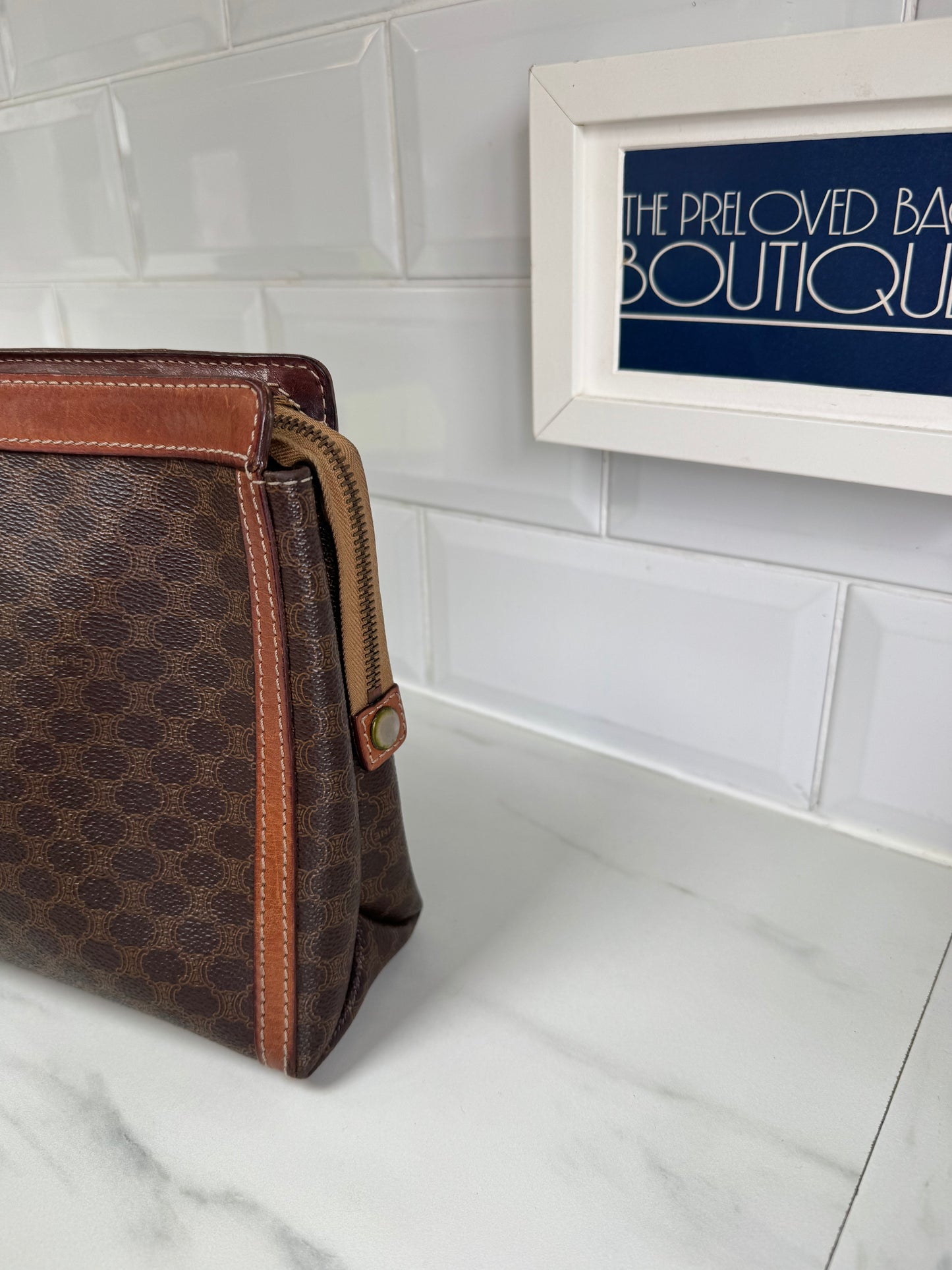 Celine Macadam Toiletry/Clutch- Brown