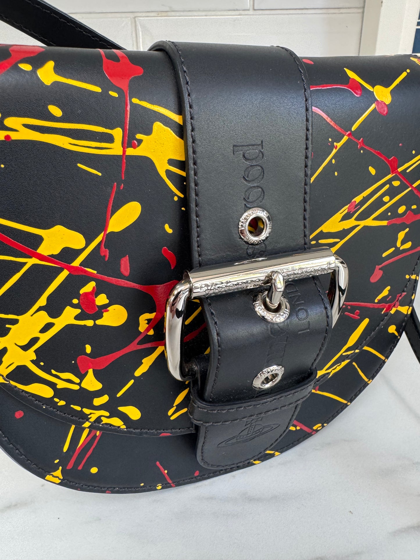 Vivienne Westwood Alex Saddle Bag - Black, Yellow, Red