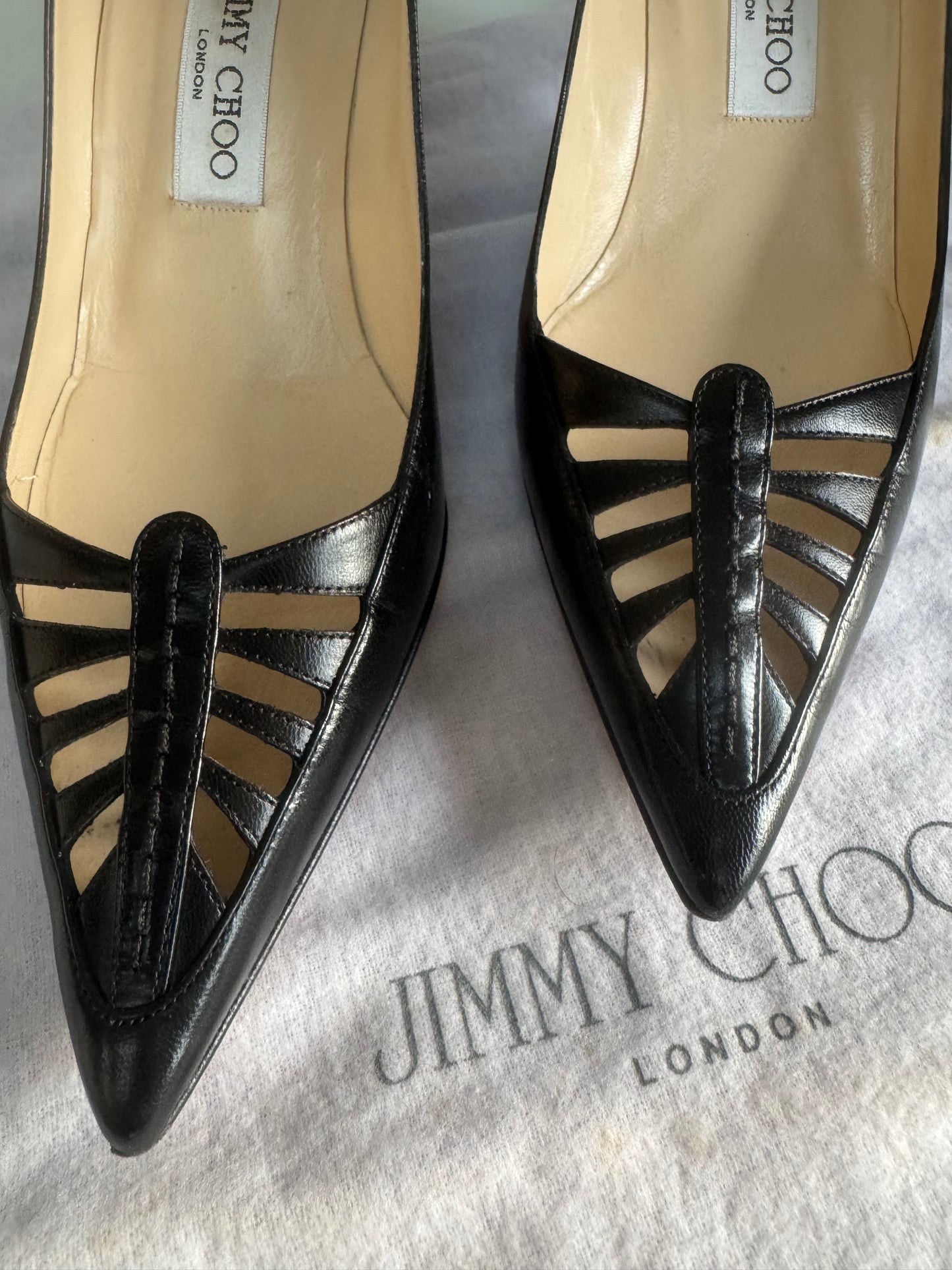 Jimmy Choo Cut Out Kitten Heels - Black