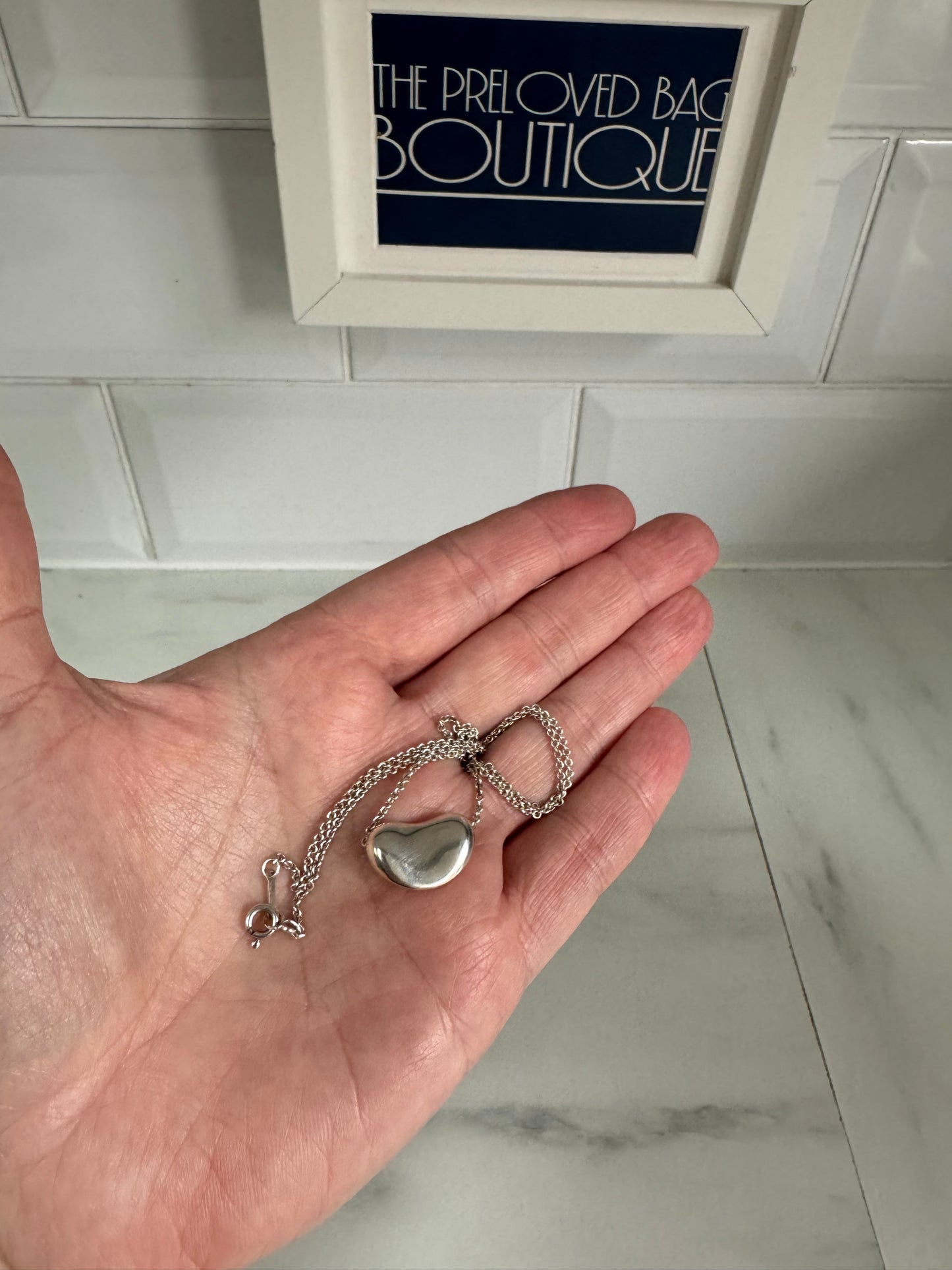 Tiffany & Co Elsa Peretti Bean Necklace - Silver