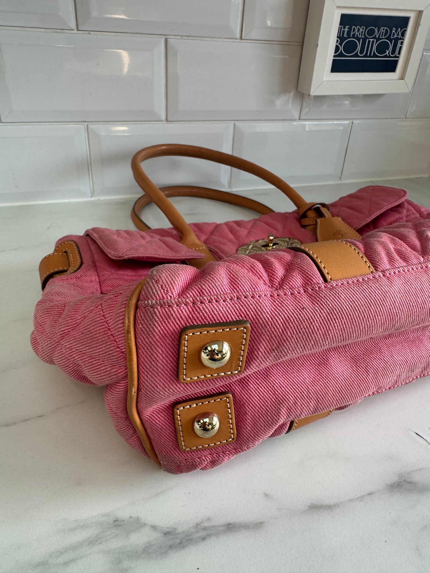 Mulberry Denim Quilted Bayswater - Candy Pink