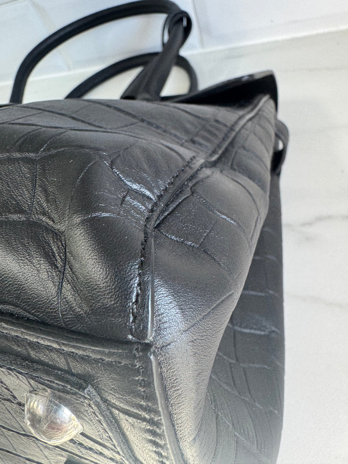 Mulberry Matte Croc Embossed Bayswater - Black