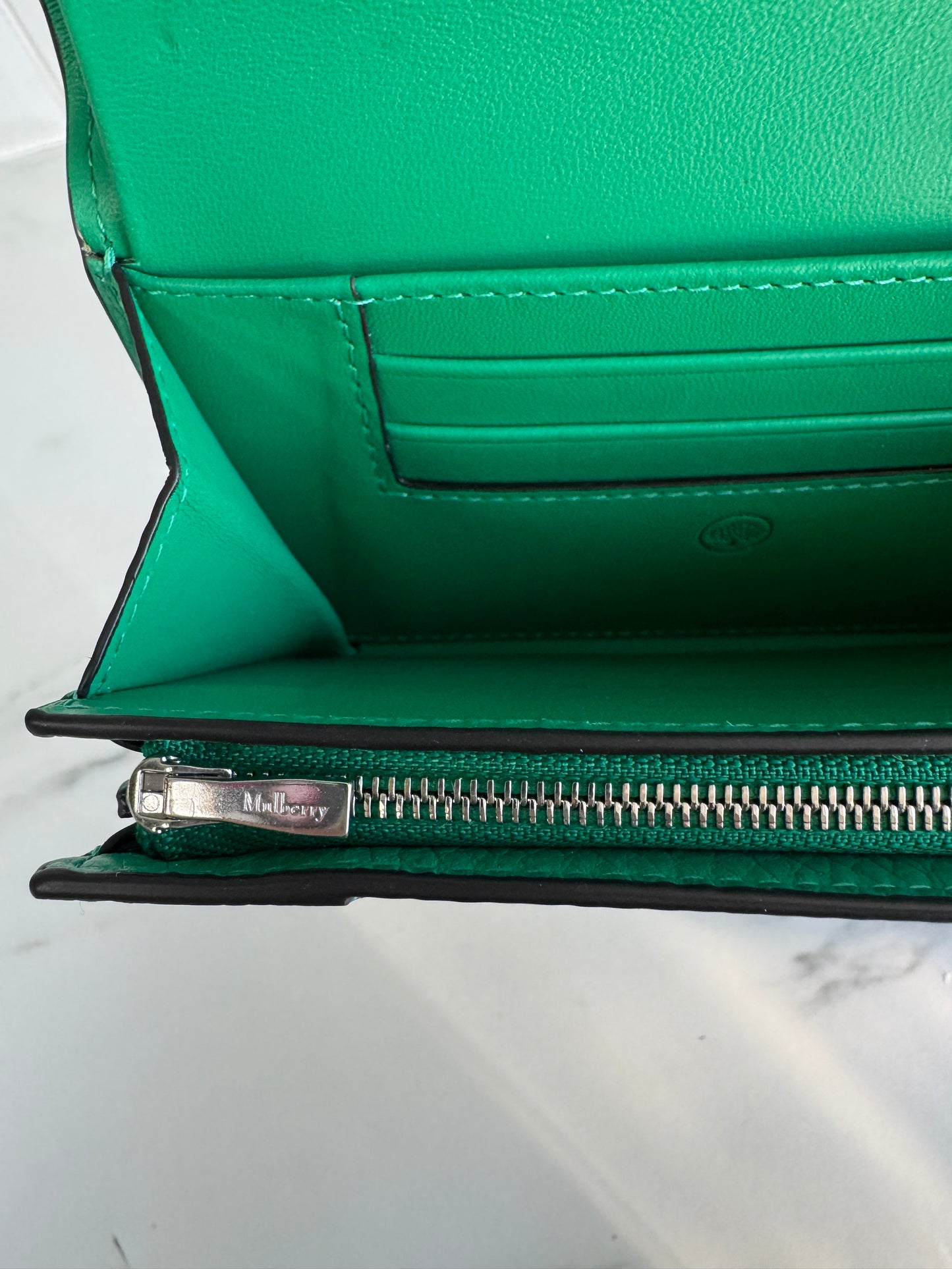 Mulberry Medium Continental Wallet - Mulberry Green and Lawn Green