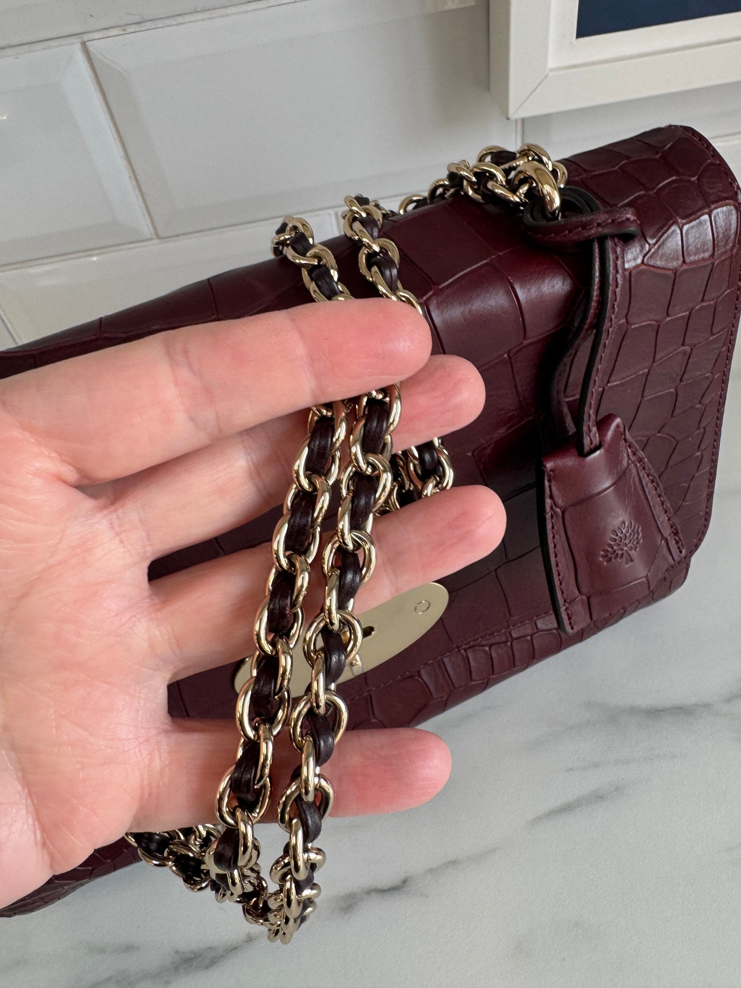 Mulberry Medium Lily - Oxblood Croc Embossed