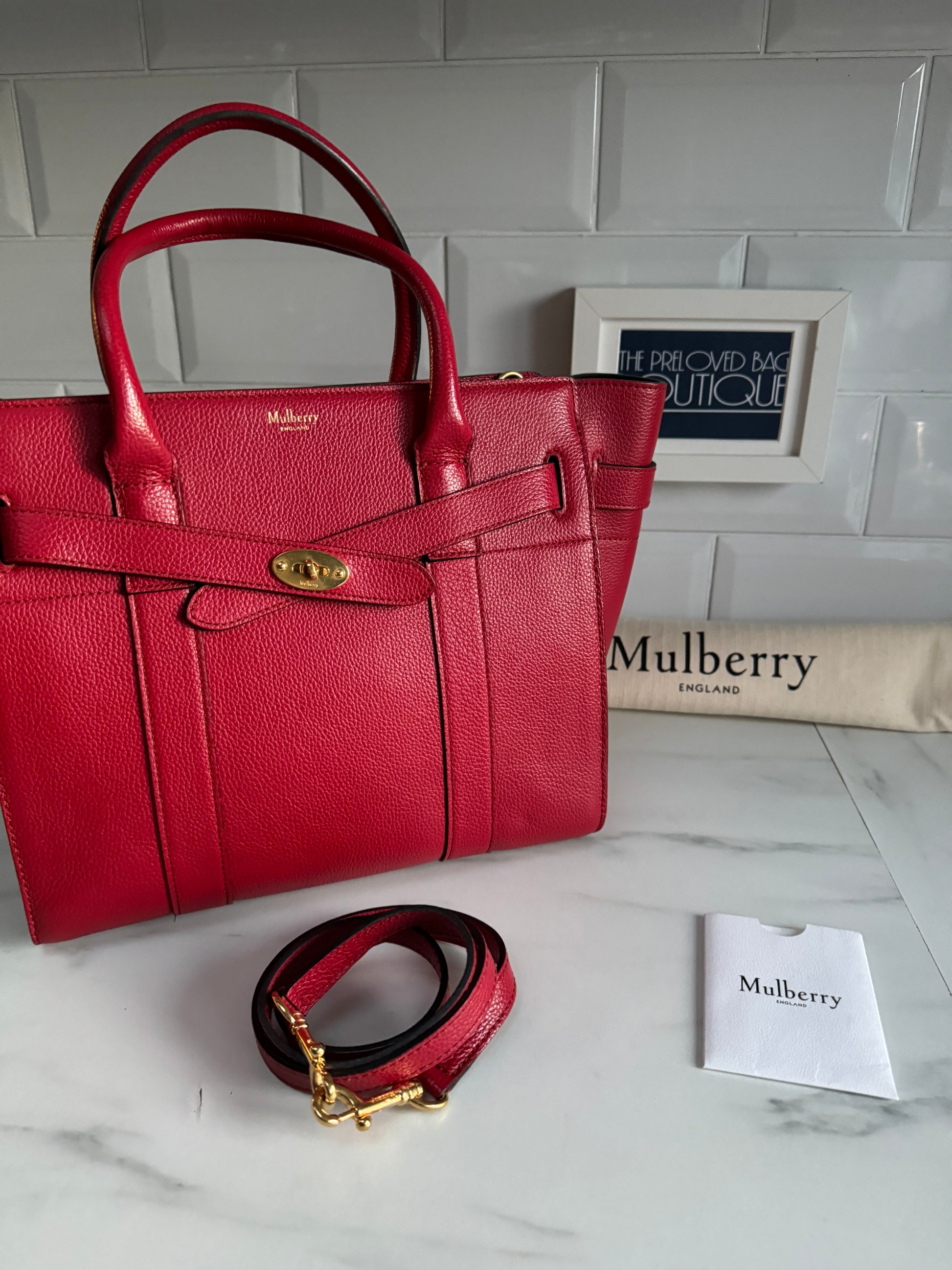Mulberry Small Zipped Bayswater Red The Preloved Bag Boutique