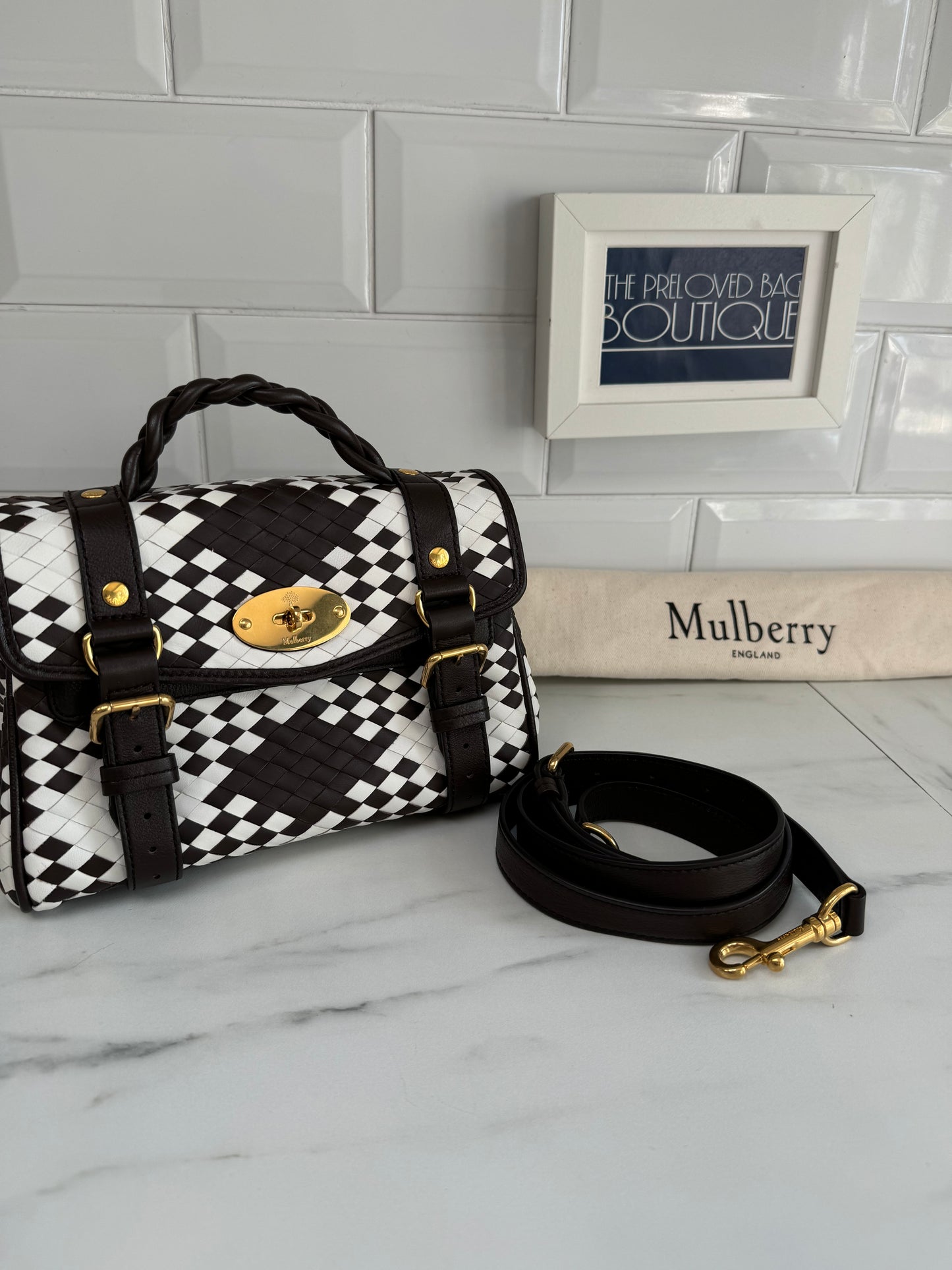 Mulberry Mini Alexa - Ebony and Ivory