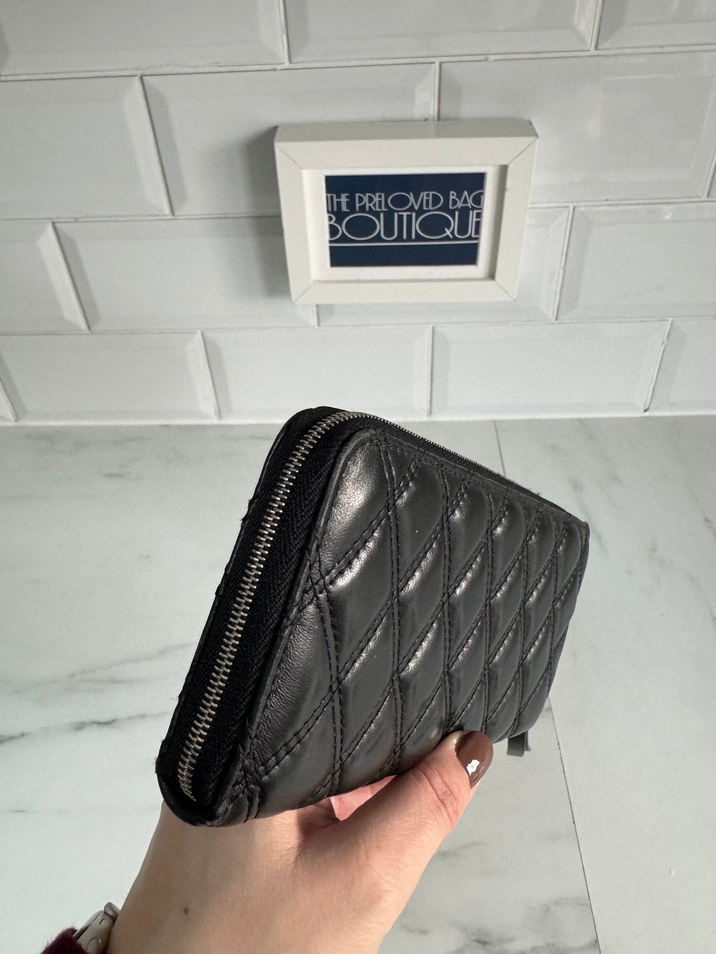 Mulberry Long Zip Around Quilted wallet - Black