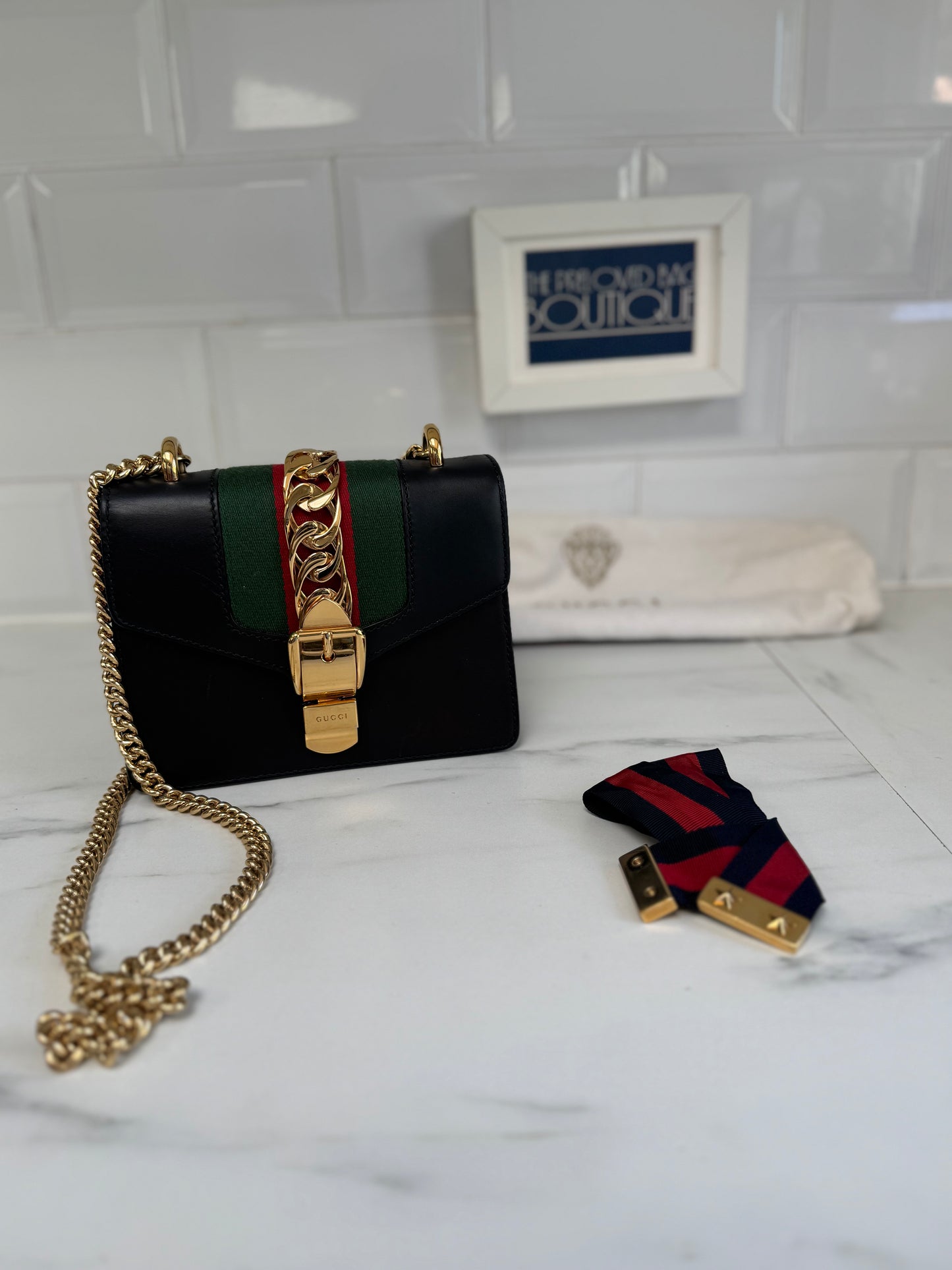 Gucci Mini Sylvia Shoulder bag - Black, Green, Red and Gold