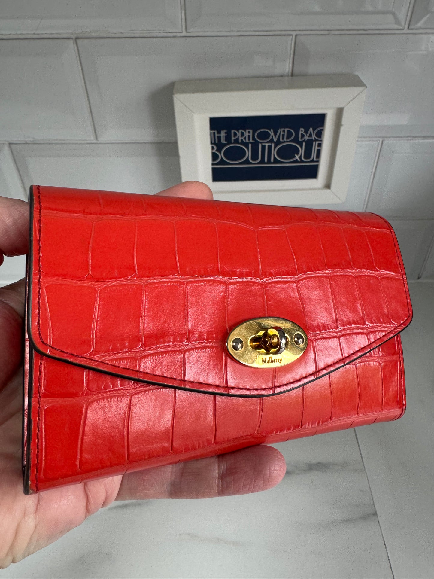 Mulberry Medium Darley wallet - Tomato Red Croc Embossed