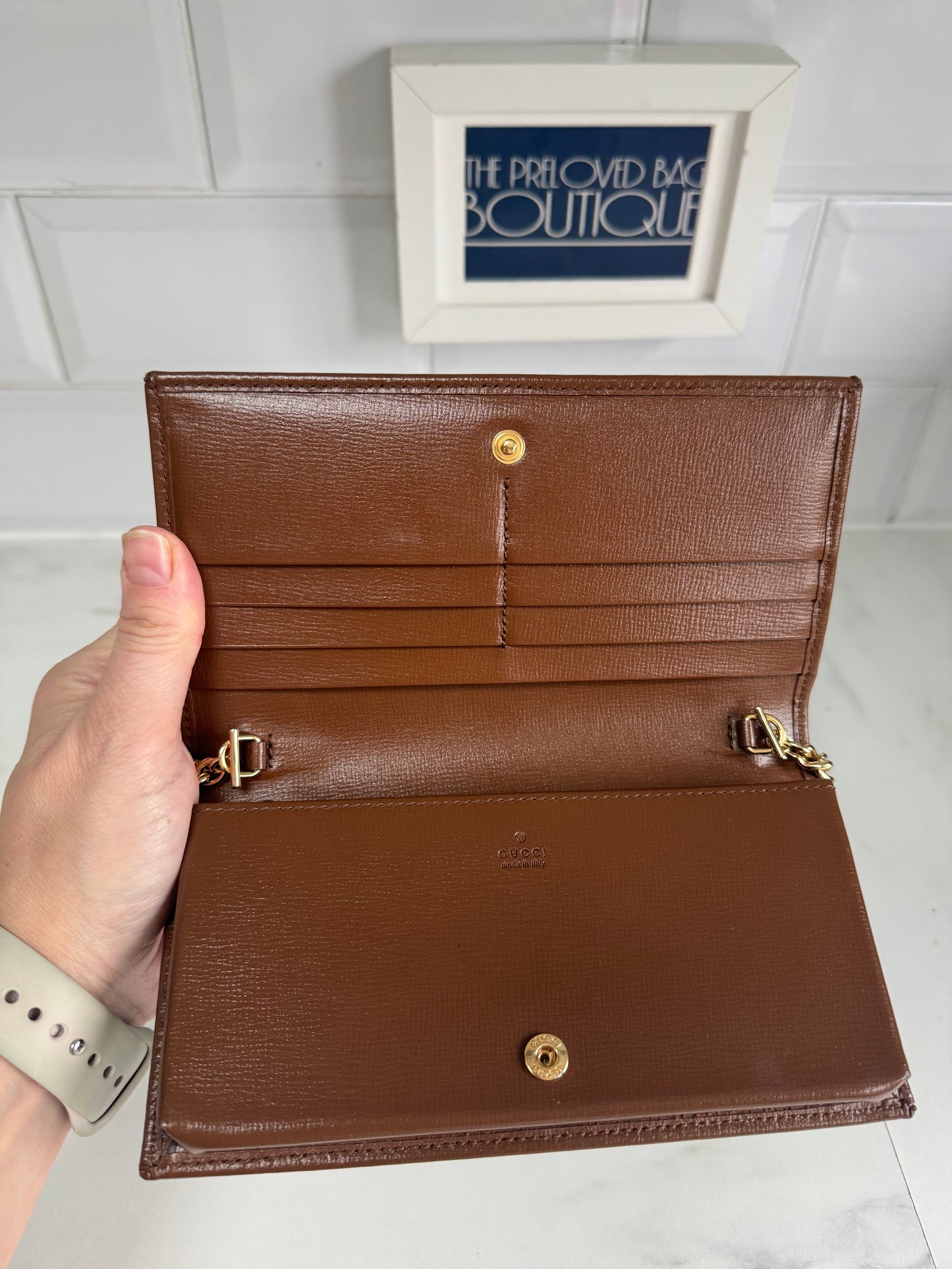 Gucci Horsebit Wallet on Chain - Brown and Beige