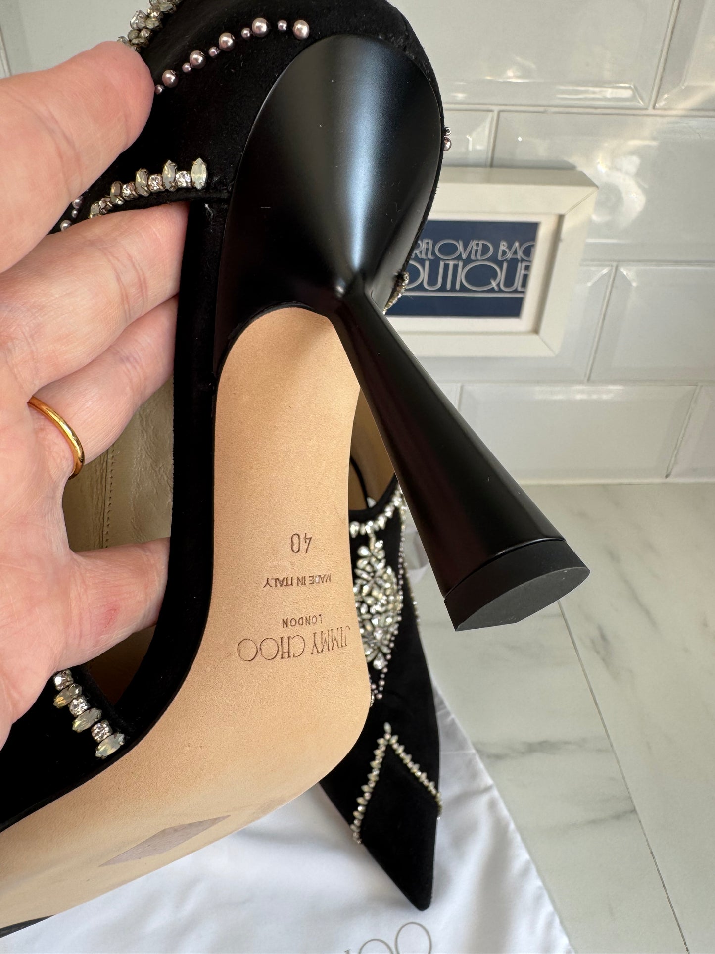 Jimmy Choo Kendrix 100 Laser Cut Crystal Embellished Ankle Boots - Back