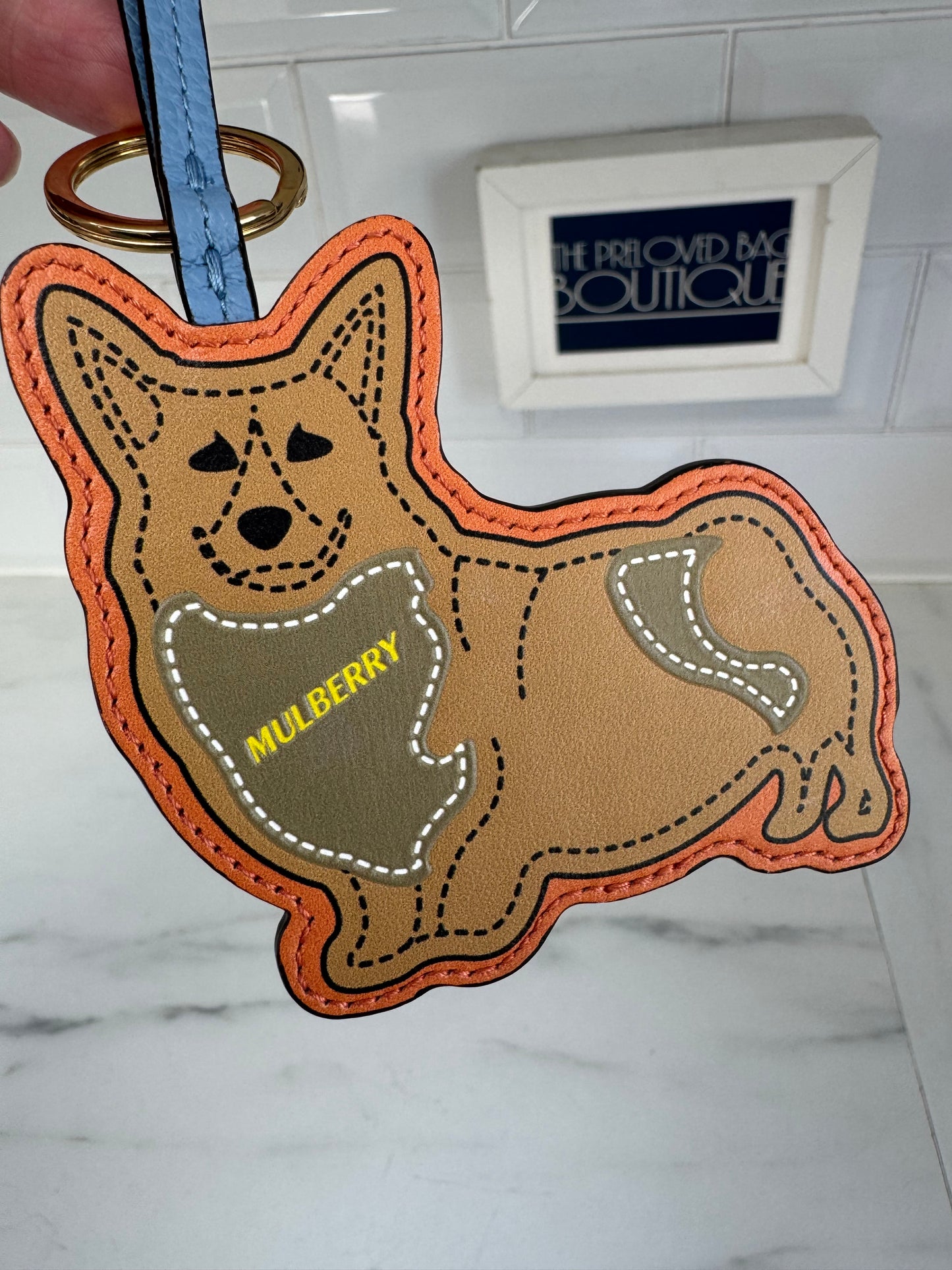Mulberry Corgi Bag Charm/Keyring - Brown, Orange and Blue