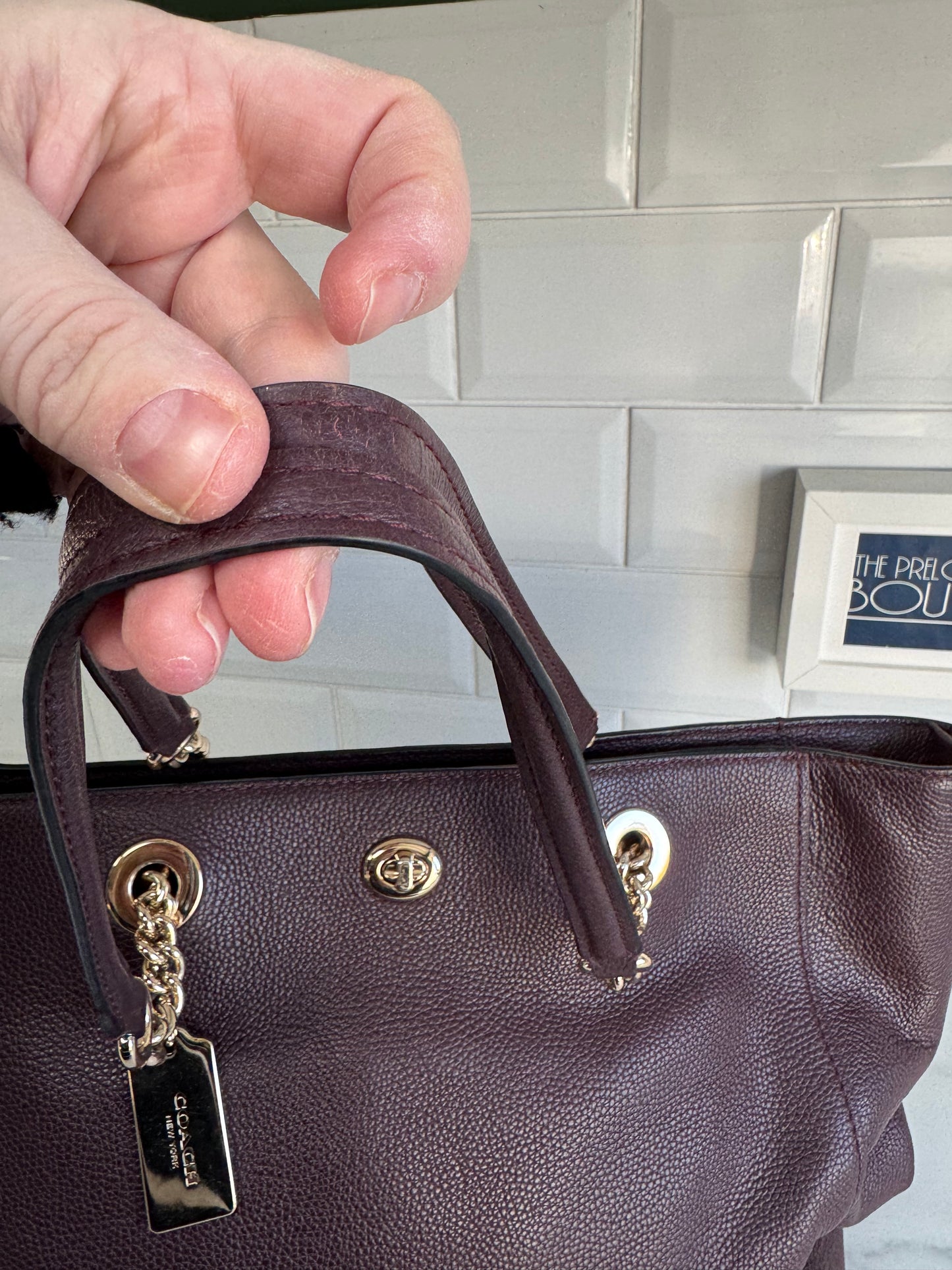 Coach Turnlock Tote - Burgundy