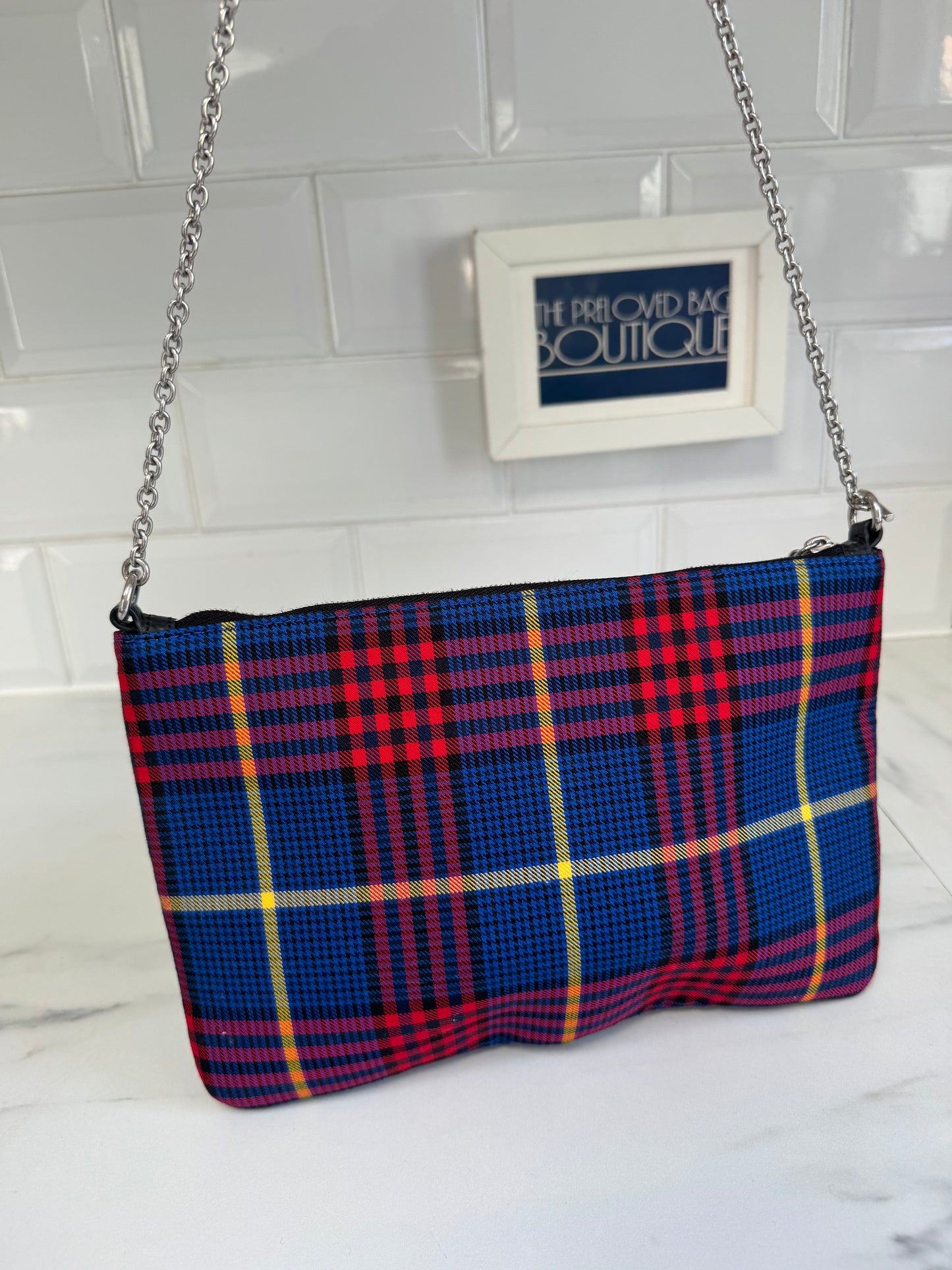 Mulberry Tartan Pouch - Blue Yellow and Red