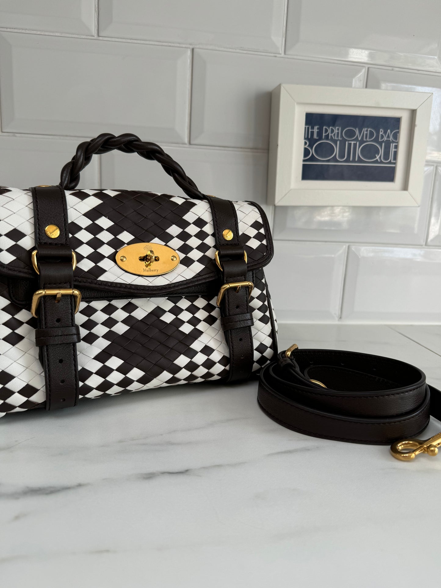 Mulberry Mini Alexa - Ebony and Ivory