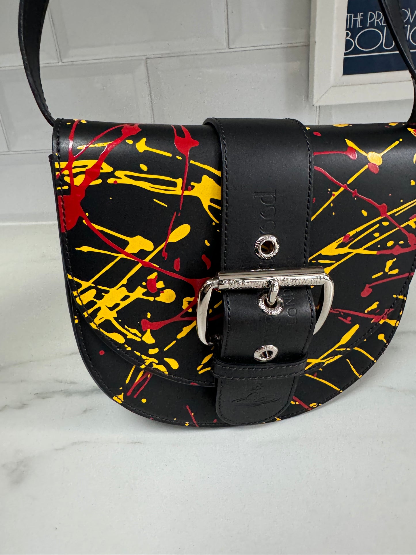 Vivienne Westwood Alex Saddle Bag - Black, Red & Yellow