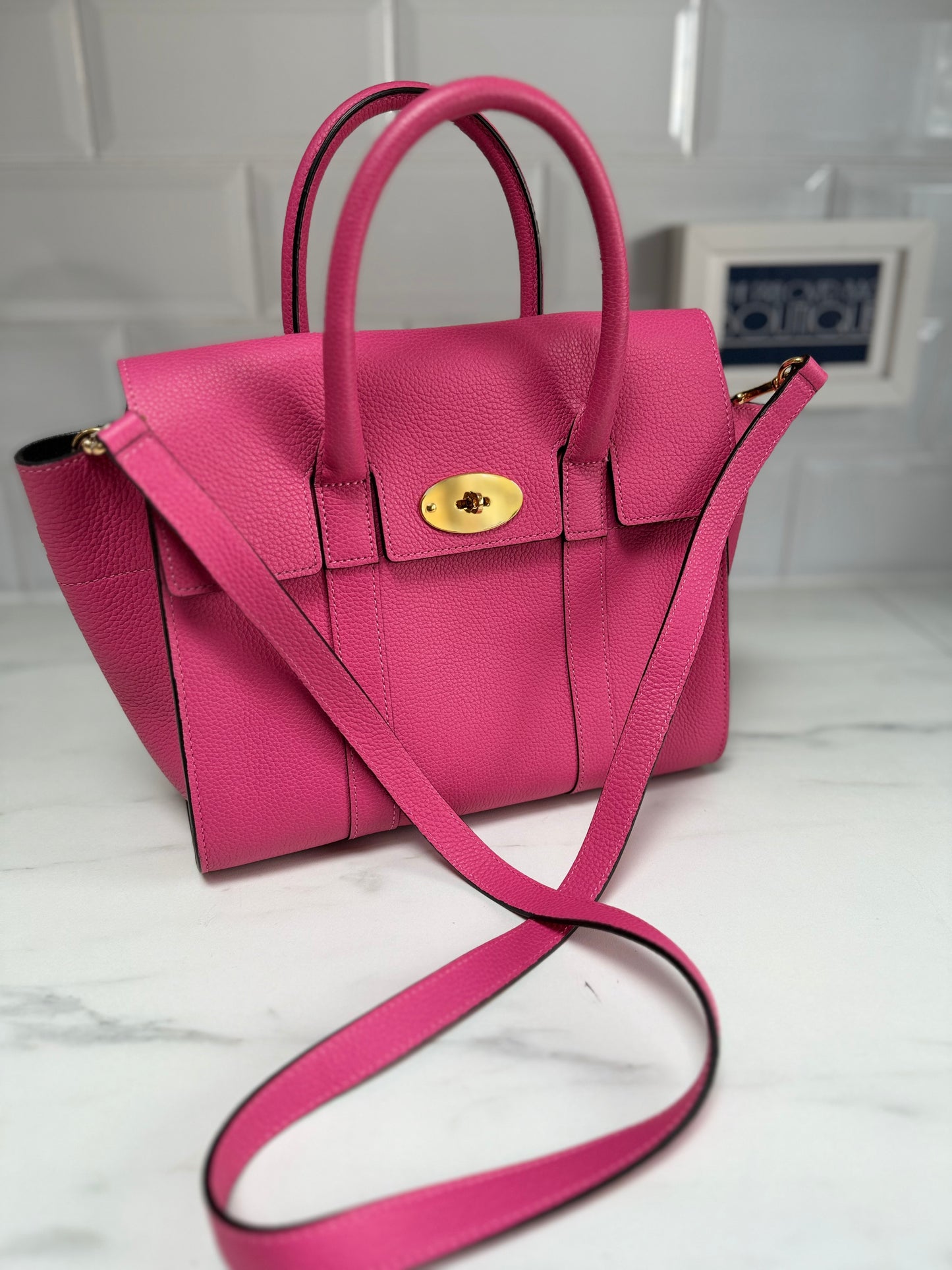 Mulberry Small Bayswater with strap - Candy Pink