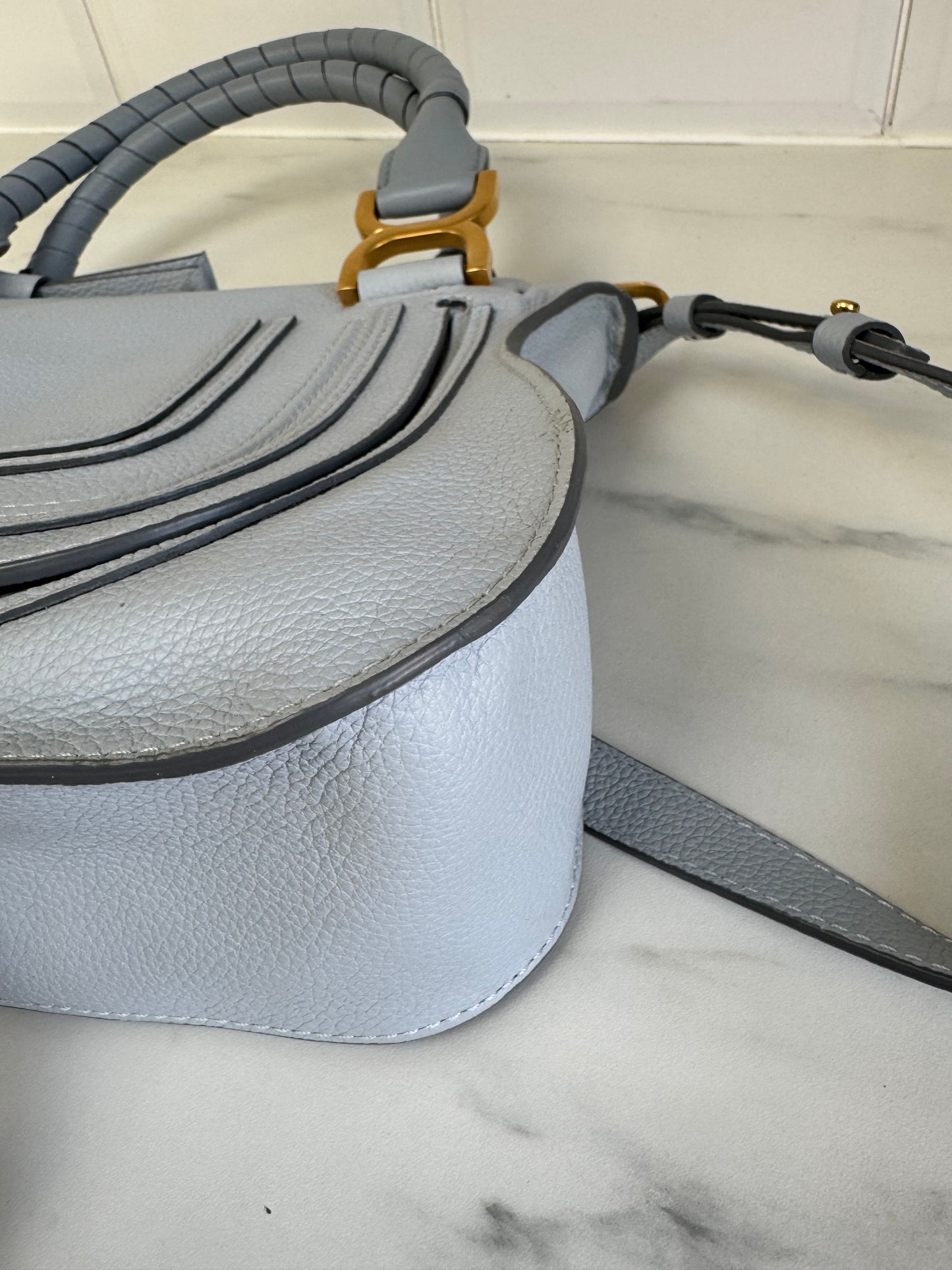 Chloé Small Marcie Saddle Bag - Washed Blue