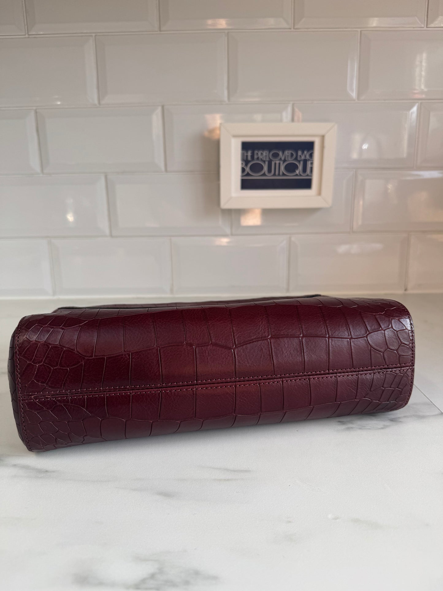 Mulberry Medium Lily - Oxblood Croc Embossed