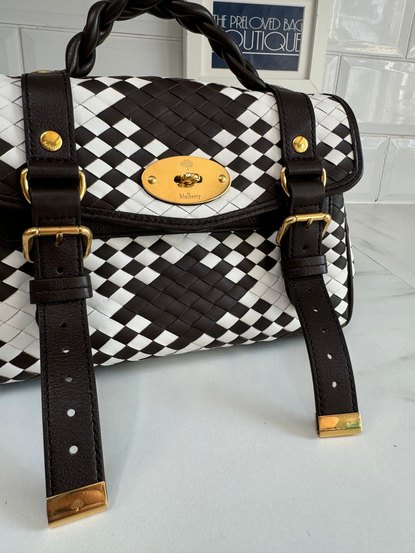 Mulberry Mini Alexa - Ebony and Ivory