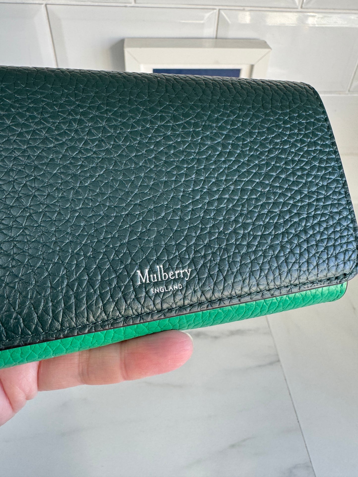 Mulberry Medium Continental Wallet - Mulberry Green and Lawn Green