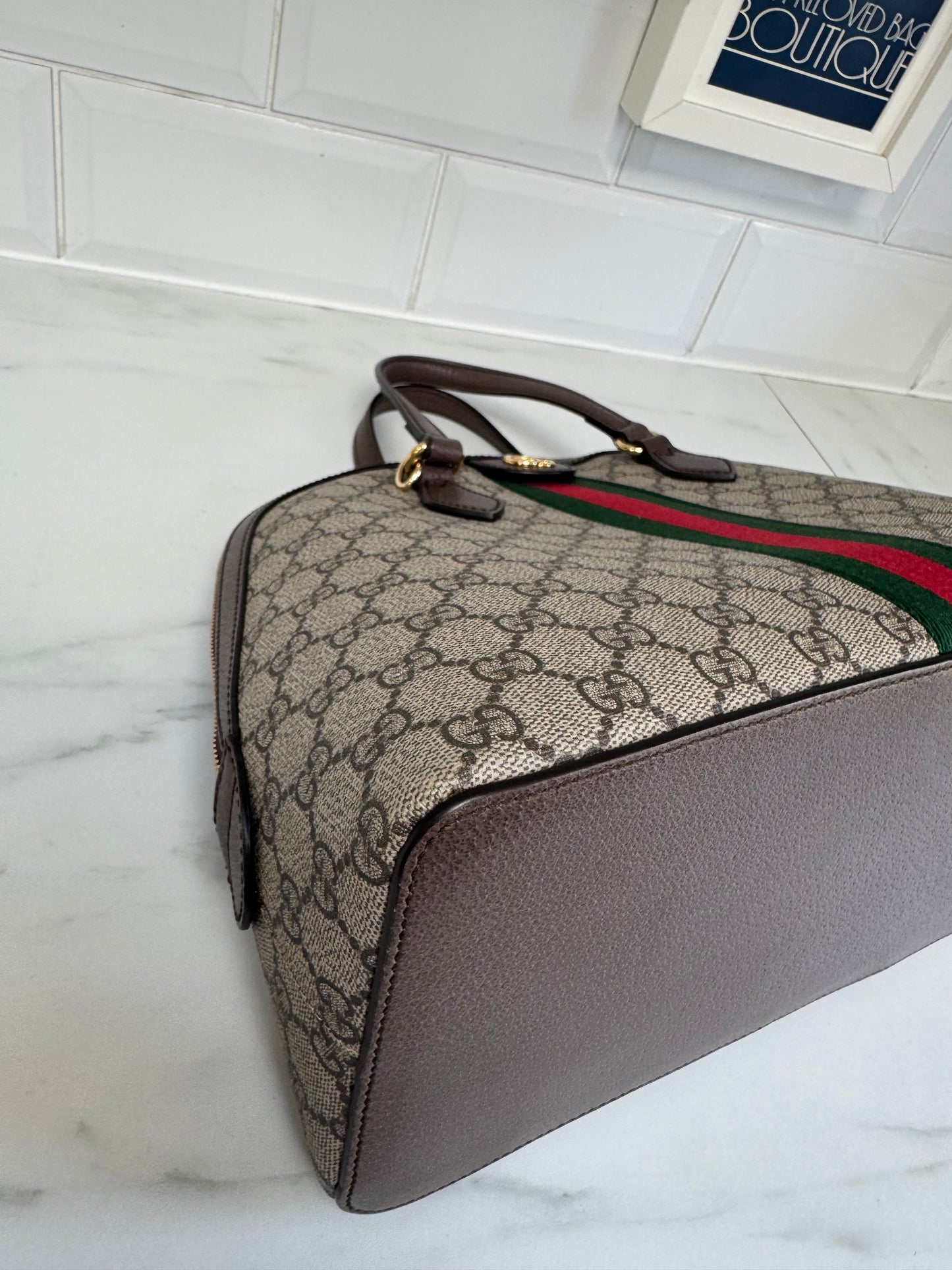 Gucci Ophidia GG Supreme Dome Bag - Grey, Red, Brown and Green