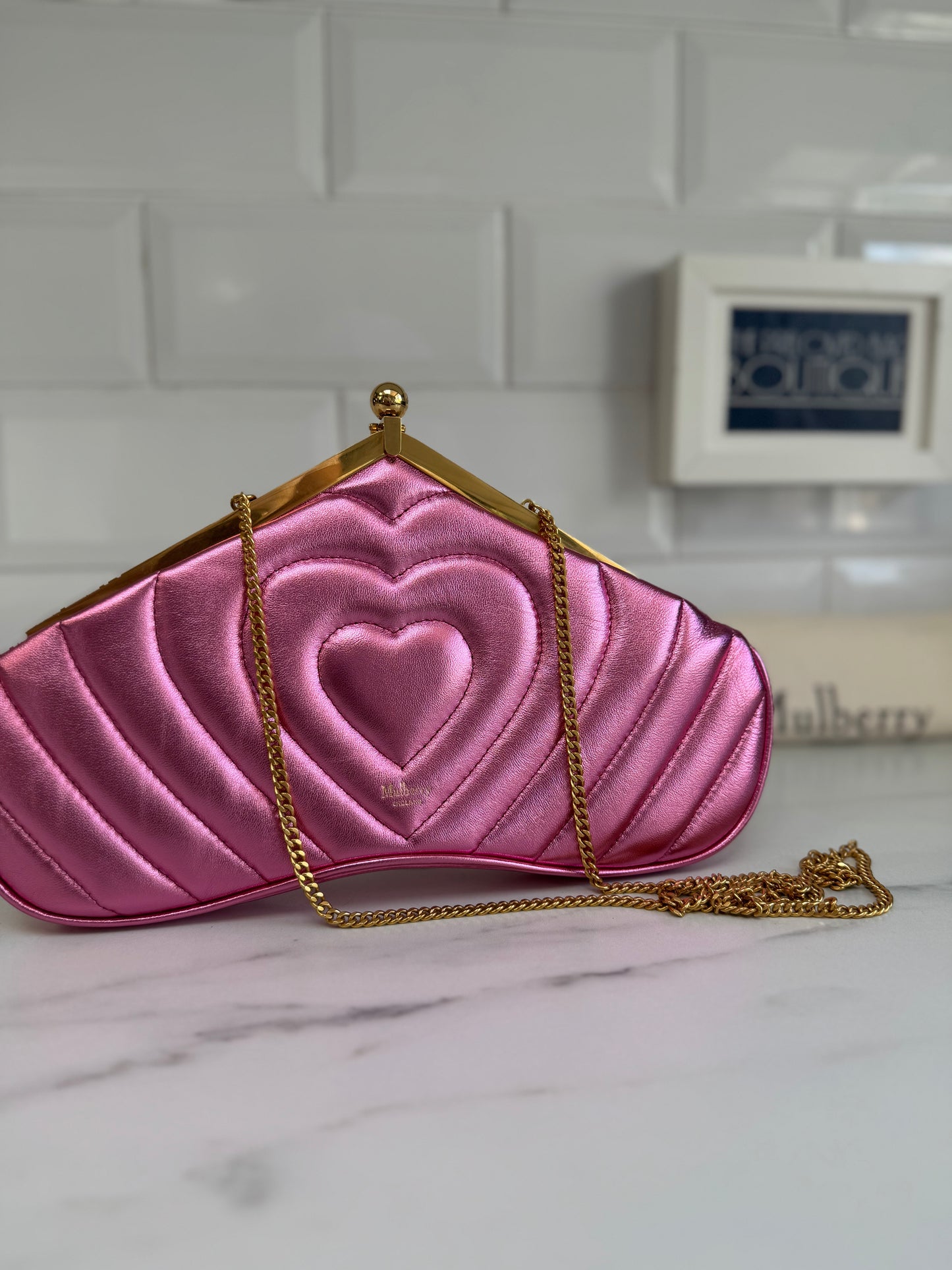 Mulberry Small Witney Heart Clutch - Metallic Pink