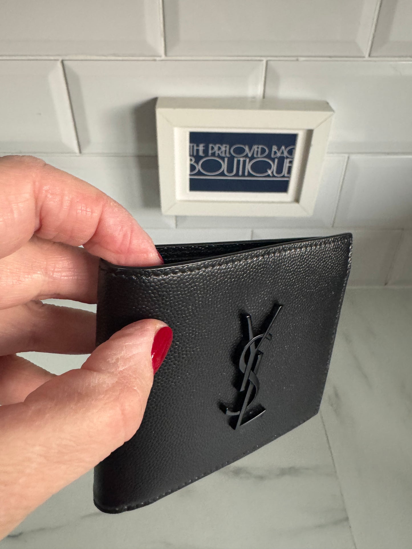 Saint Laurent (YSL) Monogram Bifold Card Holder/Wallet - Black