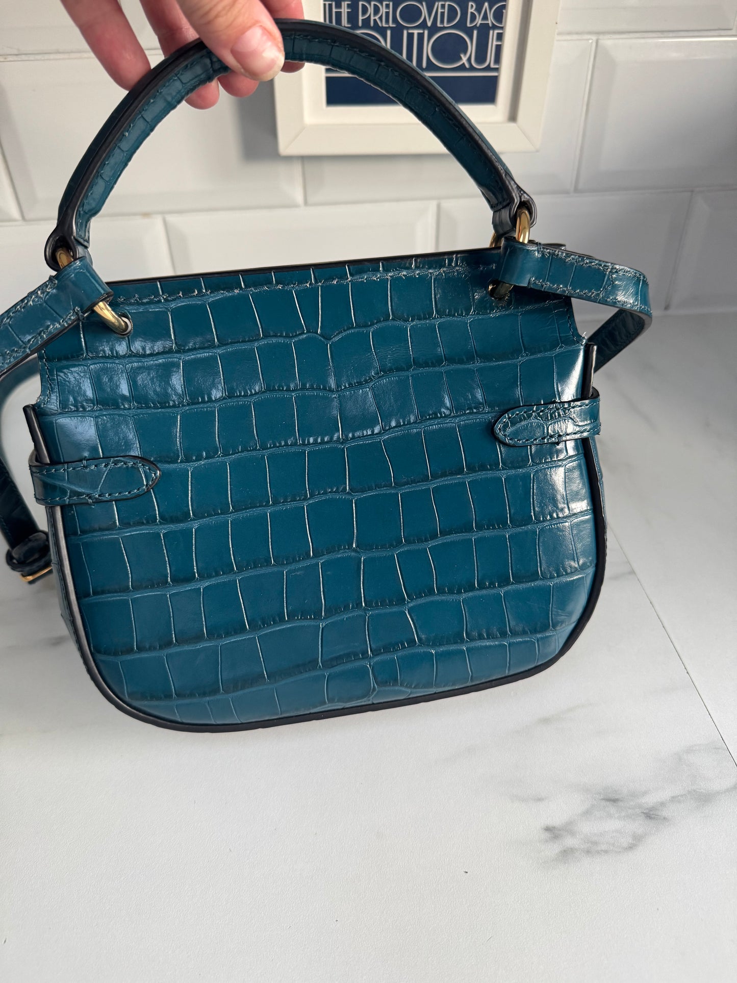 Mulberry Amberley - Teal Blue Croc Embossed