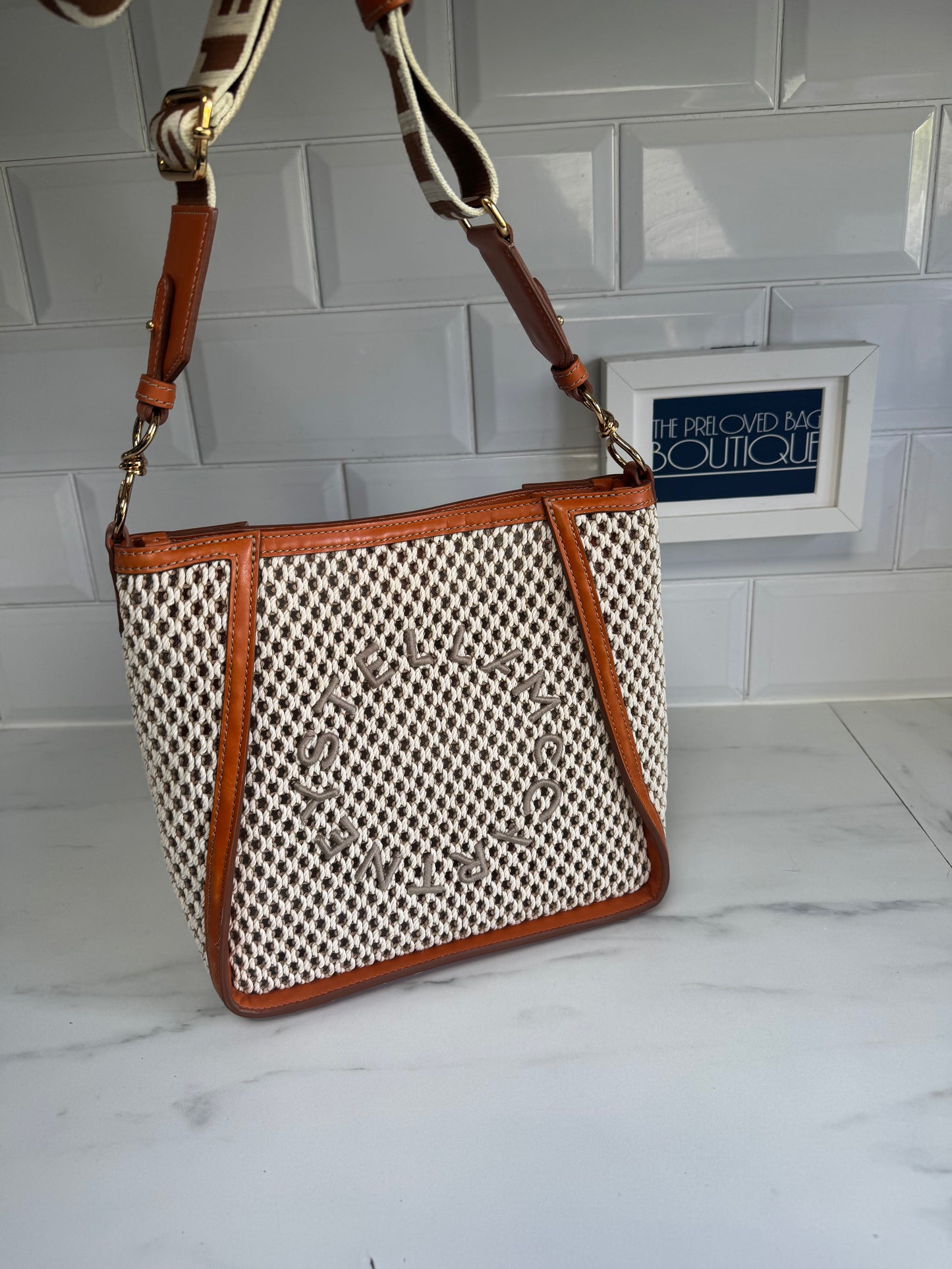 Stella McCartney Eco Mesh Rope Crossbody bag - Tan, Beige and Ivory