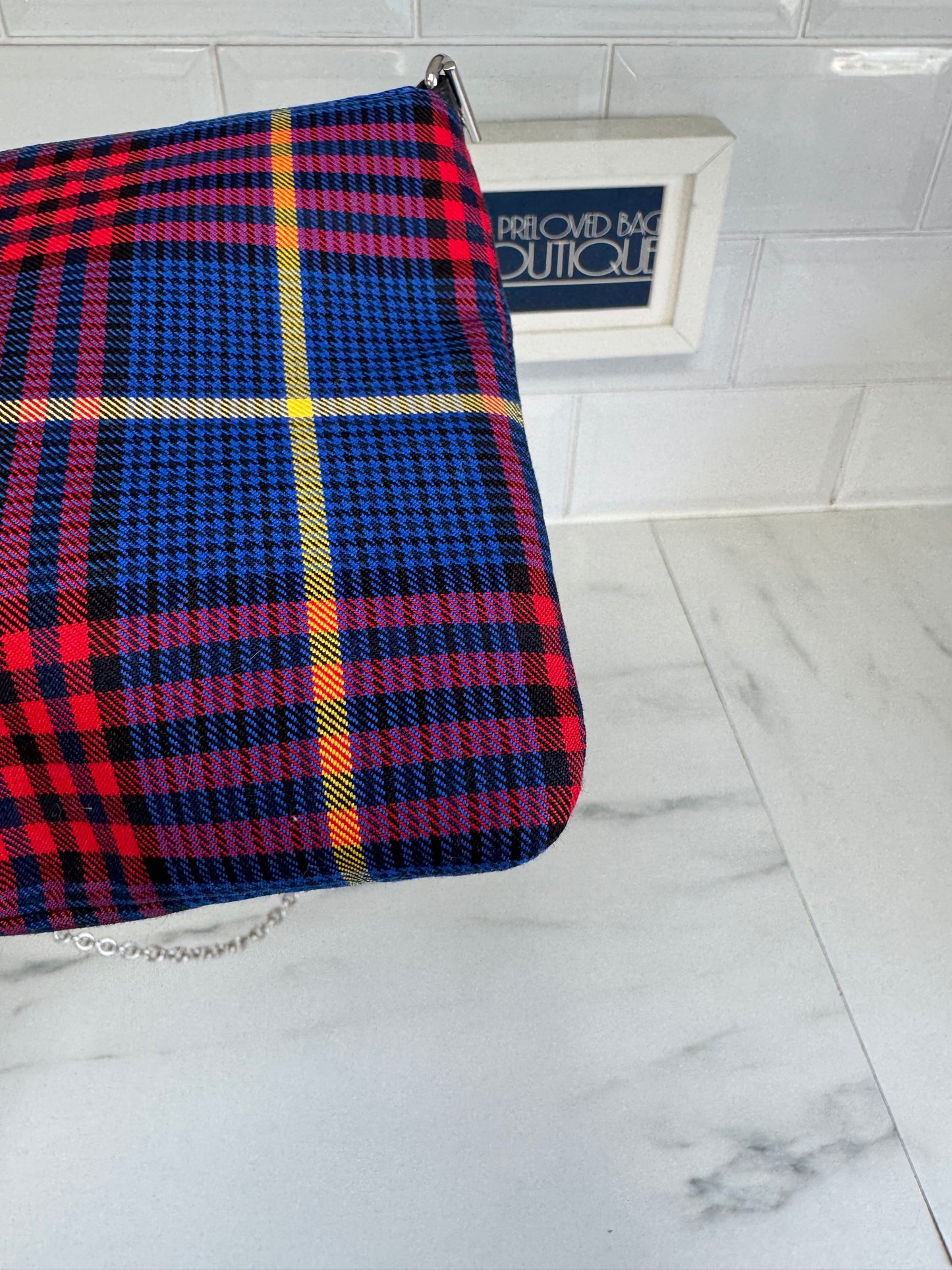 Mulberry Tartan Pouch - Blue Yellow and Red