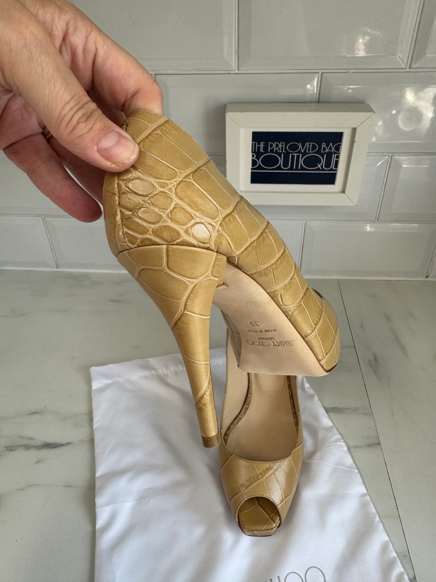 Jimmy Choo Peep Toe - Biscuit