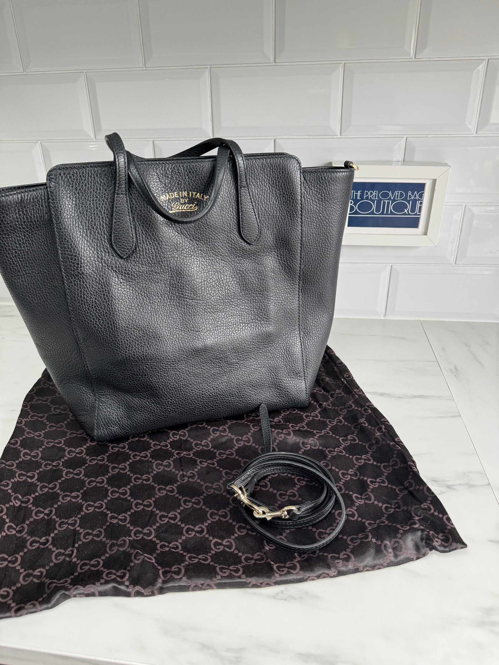 Gucci Swing Shopper Tote Black The Preloved Bag Boutique