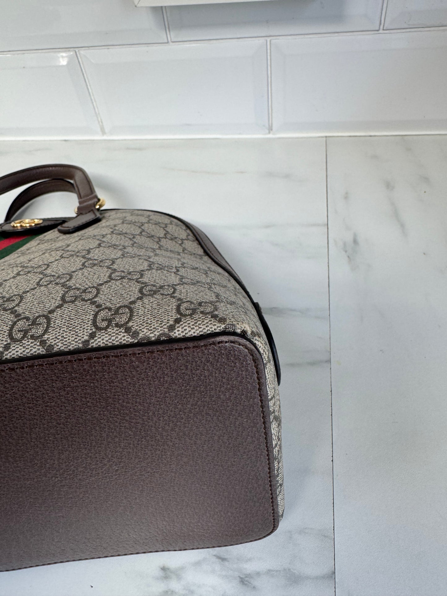 Gucci Ophidia GG Supreme Dome Bag - Grey, Red, Brown and Green