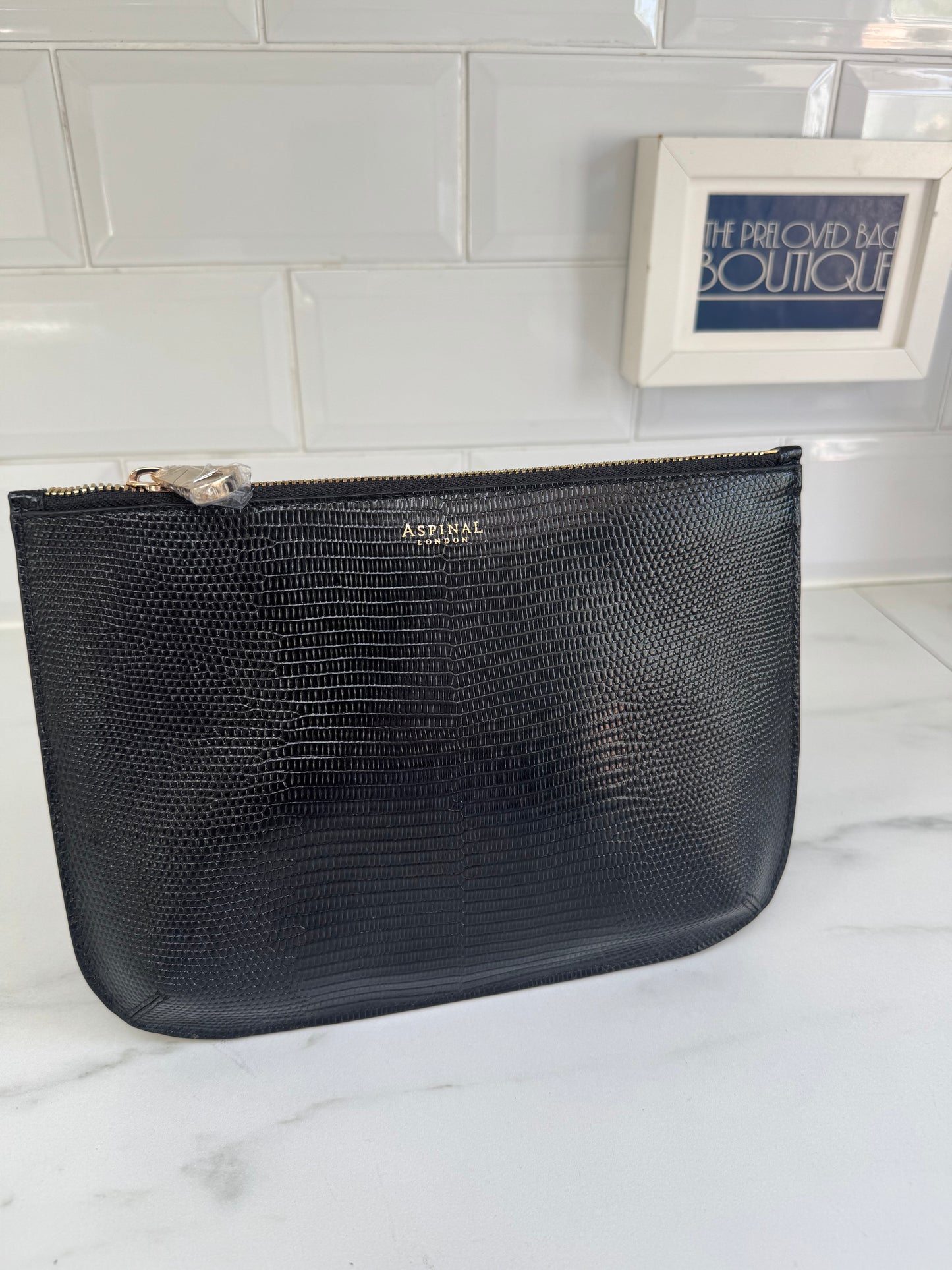Aspinal of London Zip top clutch & Card Holder - Black