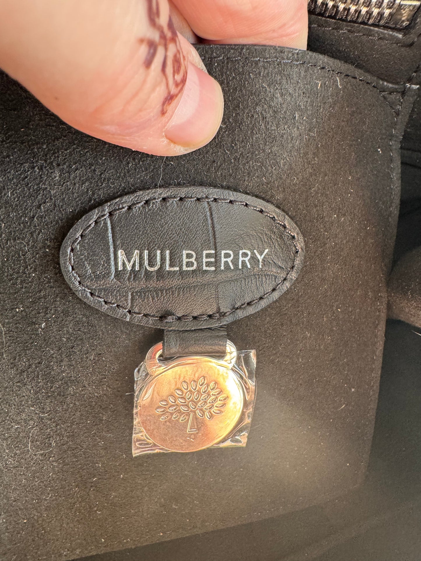 Mulberry Matte Croc Embossed Bayswater - Black