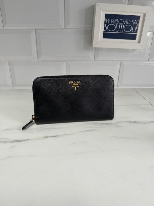 Prada Zip Around Wallet - Black