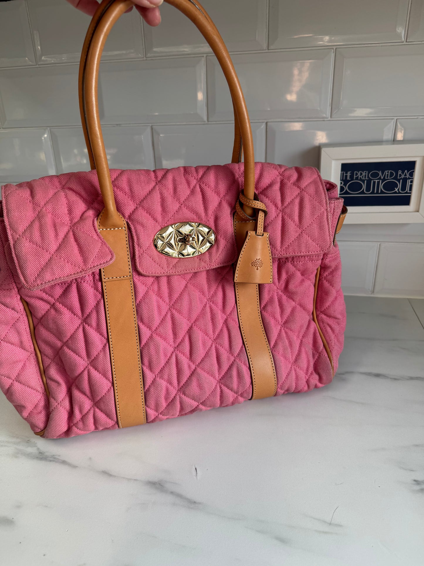 Mulberry Denim Quilted Bayswater - Candy Pink