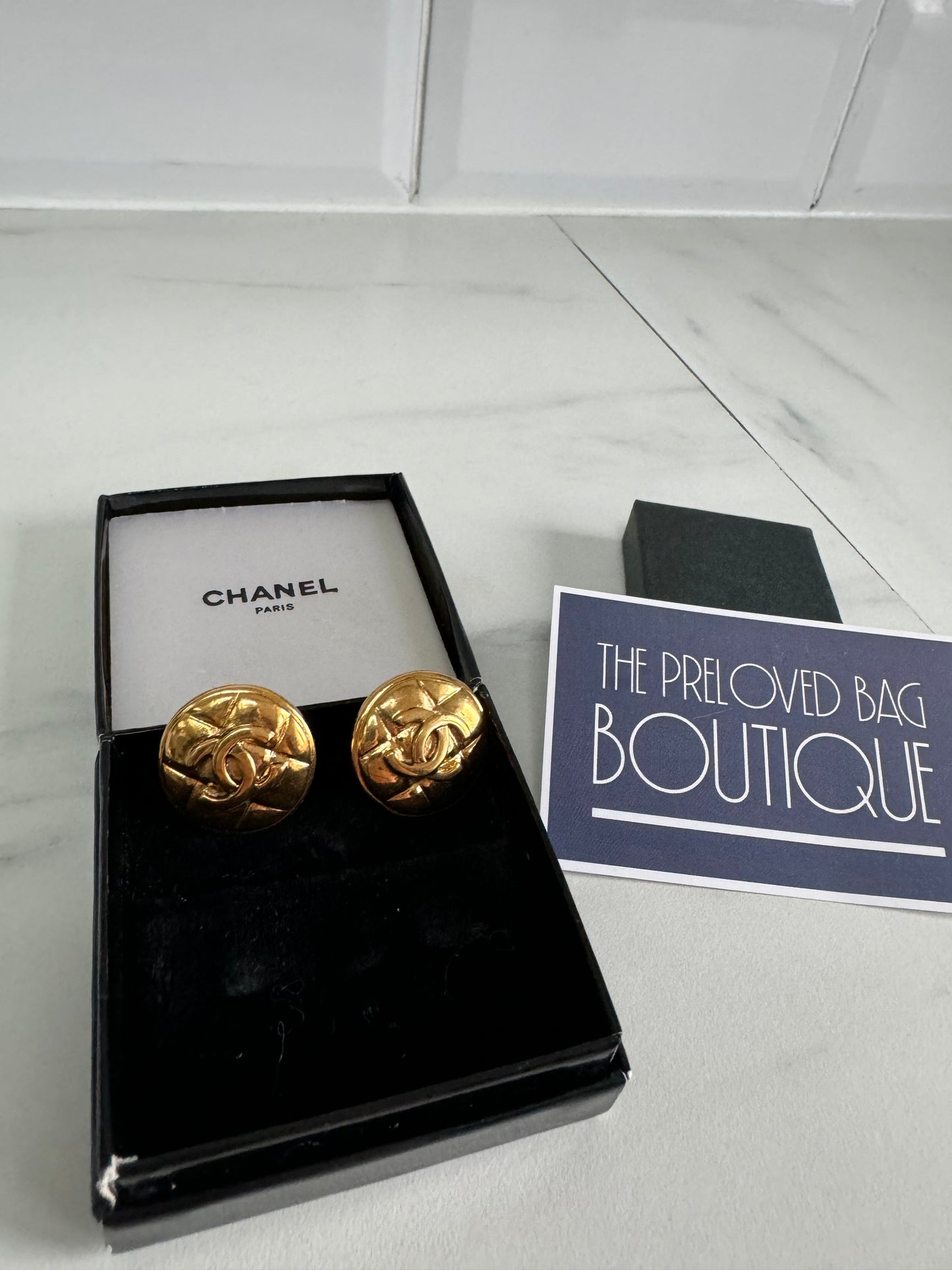 Chanel CC Quilted Clip on Earrings - gold plated