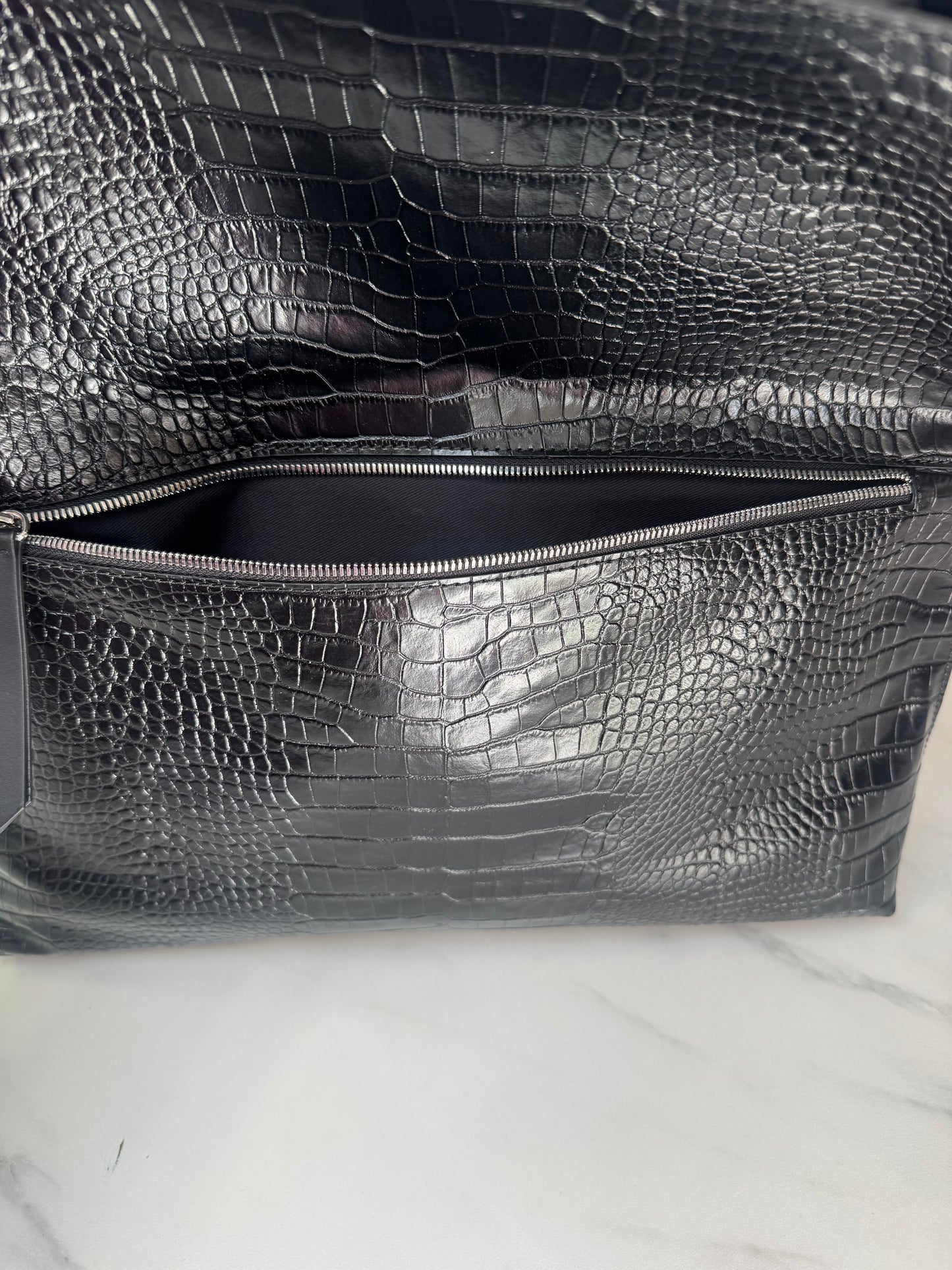 Giuseppe Zanotti Oversized Clutch - Black Croc Embossed