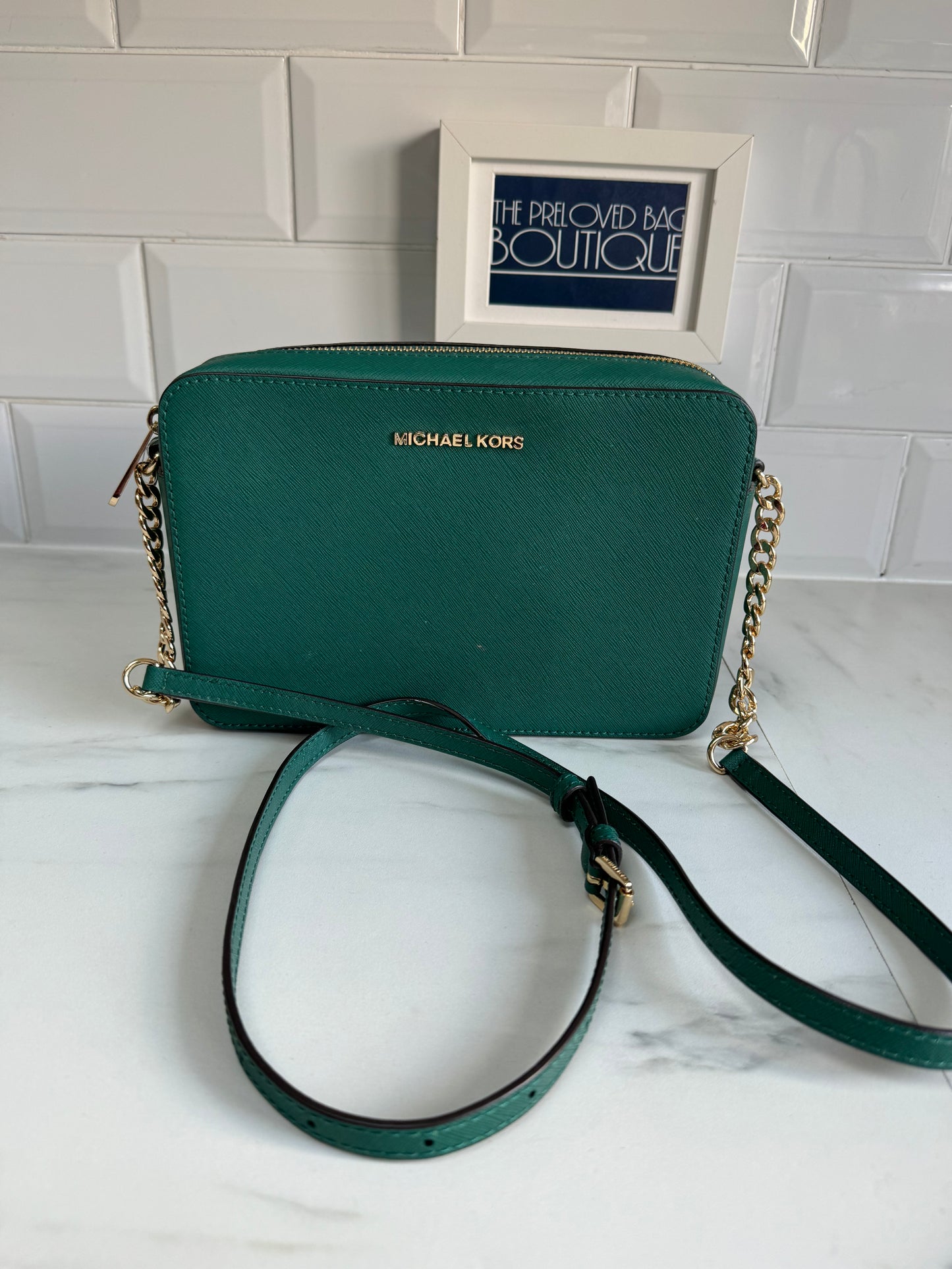 Michael kors Jet set cross body bag Green The Preloved Bag Boutique