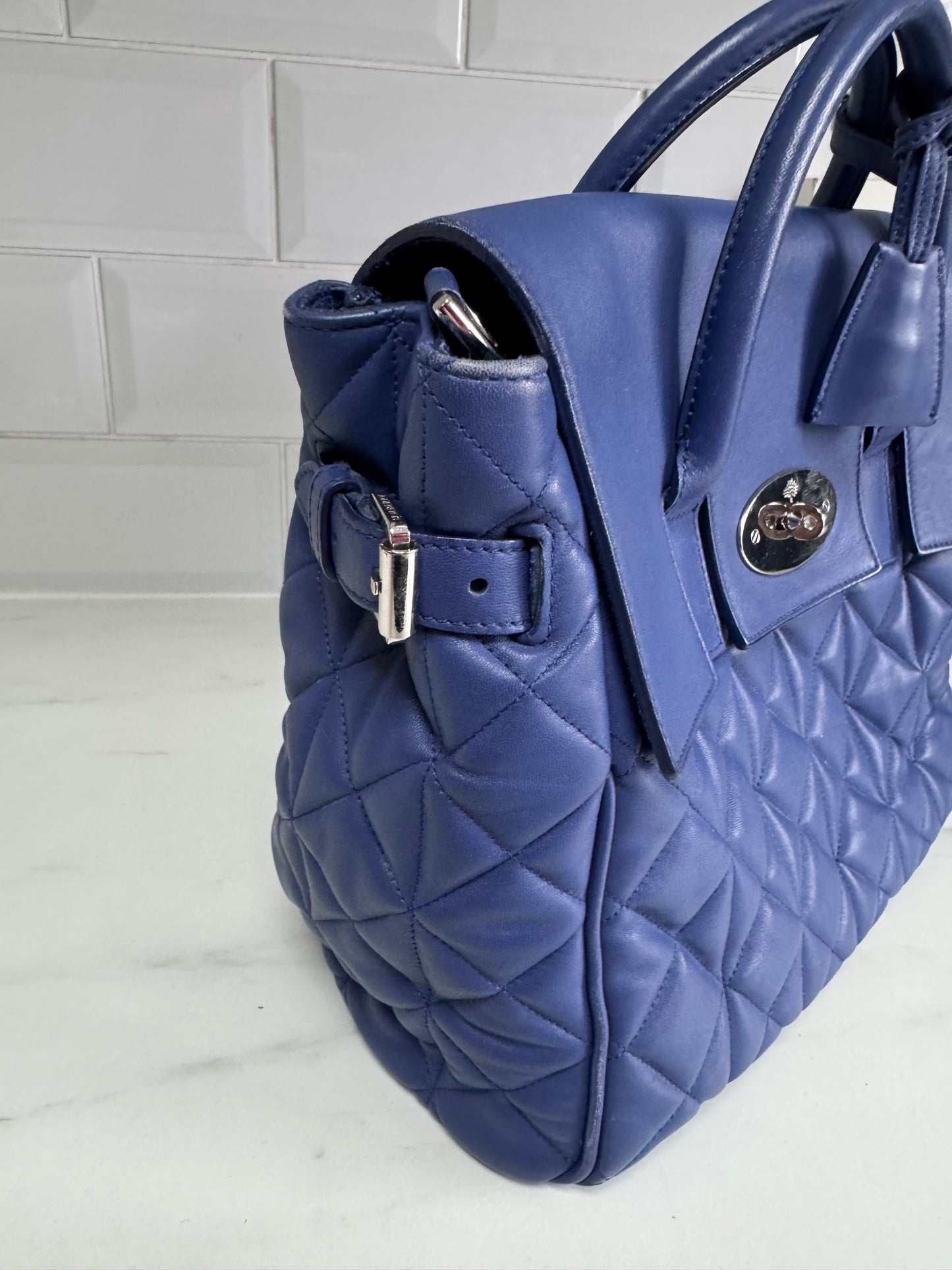 Mulberry Medium Quilted “Cara Delevingne” Backpack - Indigo Blue