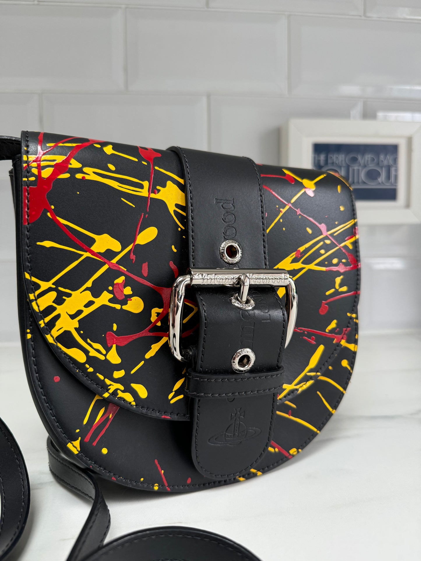 Vivienne Westwood Alex Saddle Bag - Black, Red & Yellow